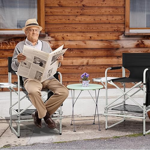 Miniatura 2 de Silla de directores de 41 pulgadas, silla plegable para artistas de maquillaje para clientes con mesa auxiliar, soporte para tazas, bolsa de