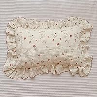 Vista 37 de BuLuTu Funda de almohada de muselina de algodón para niños pequeños, diseño de brotes, funda de almohada Shabby Chic con borde de volantes, funda