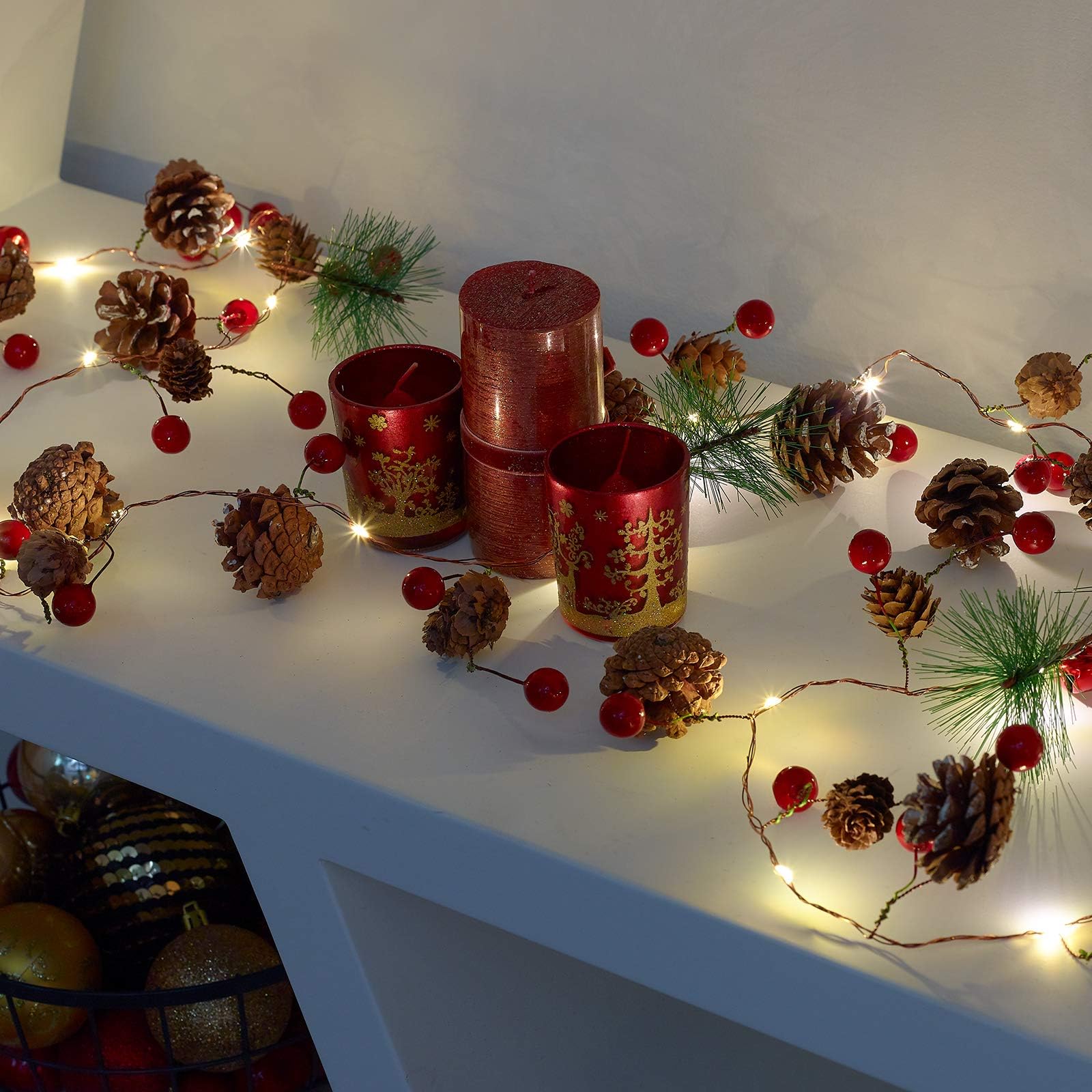 GloBrite Christmas Garland with Lights Christmas Garland, Fireplace