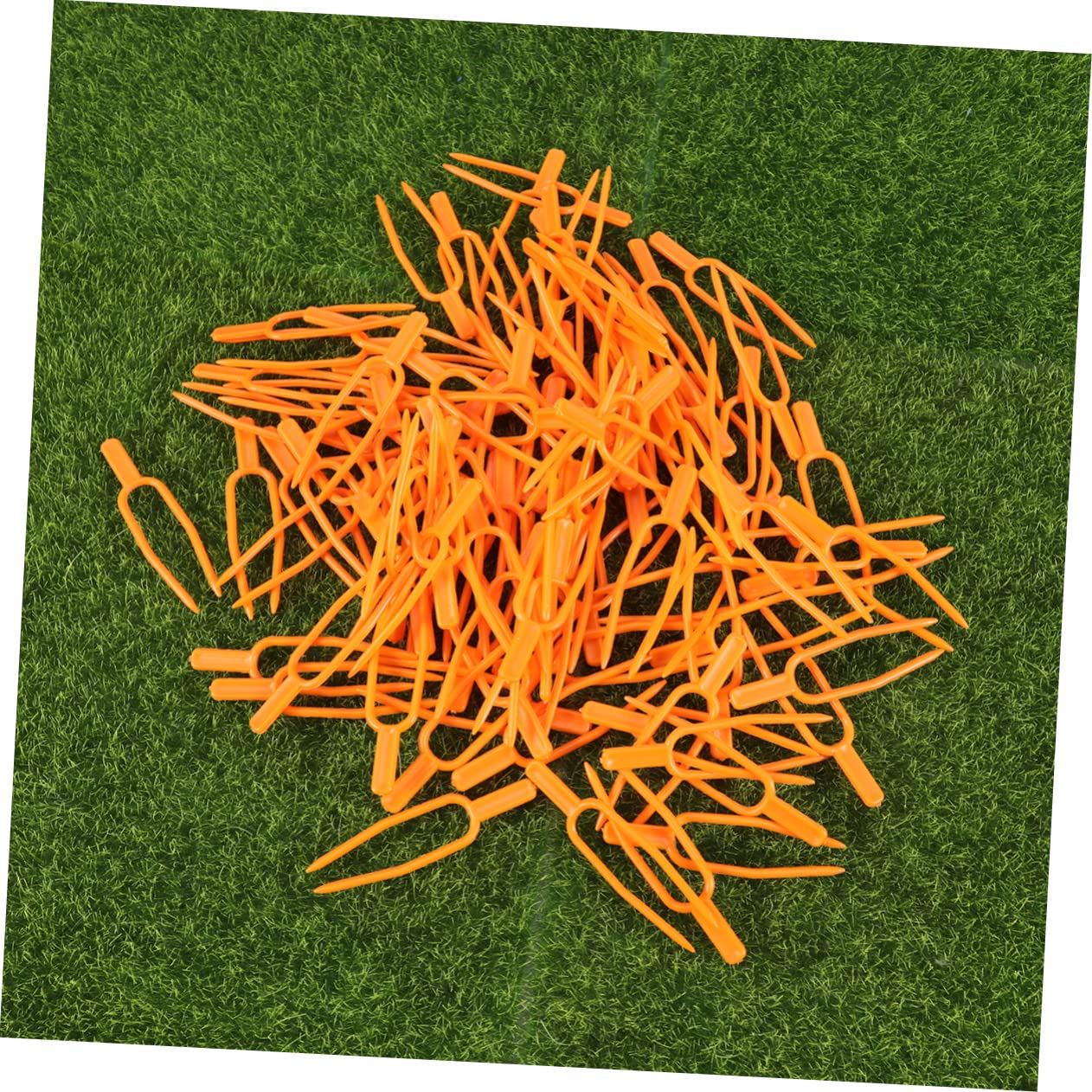 BESTonZON 5 Sätze Feste Klemme Presse Erdbeeren Erdbeere Druck Gerät Stiel Fixierung Clip Pflanz Sicherung Clip Orange 100 Stück * 5