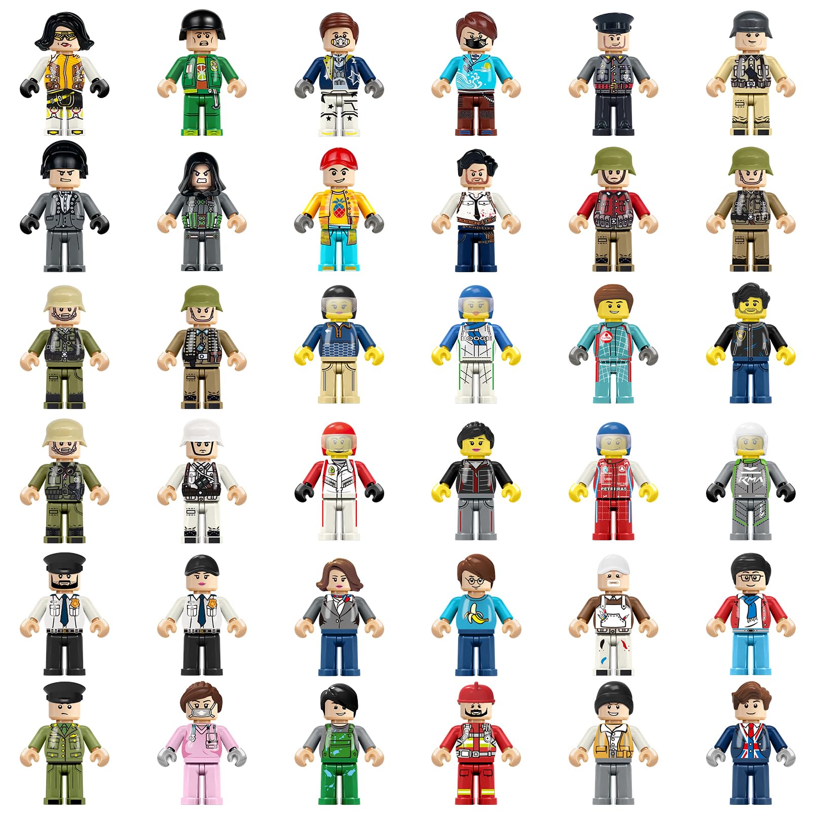 36PCS Minifigures, Mini Figure Toy, Action Figure Stuffer, Minifigures Building Bricks Mini People, Boys Girls Gift for Christmas Stockings, Birthday Cake Decorations, Easter Eggs, Party Favors