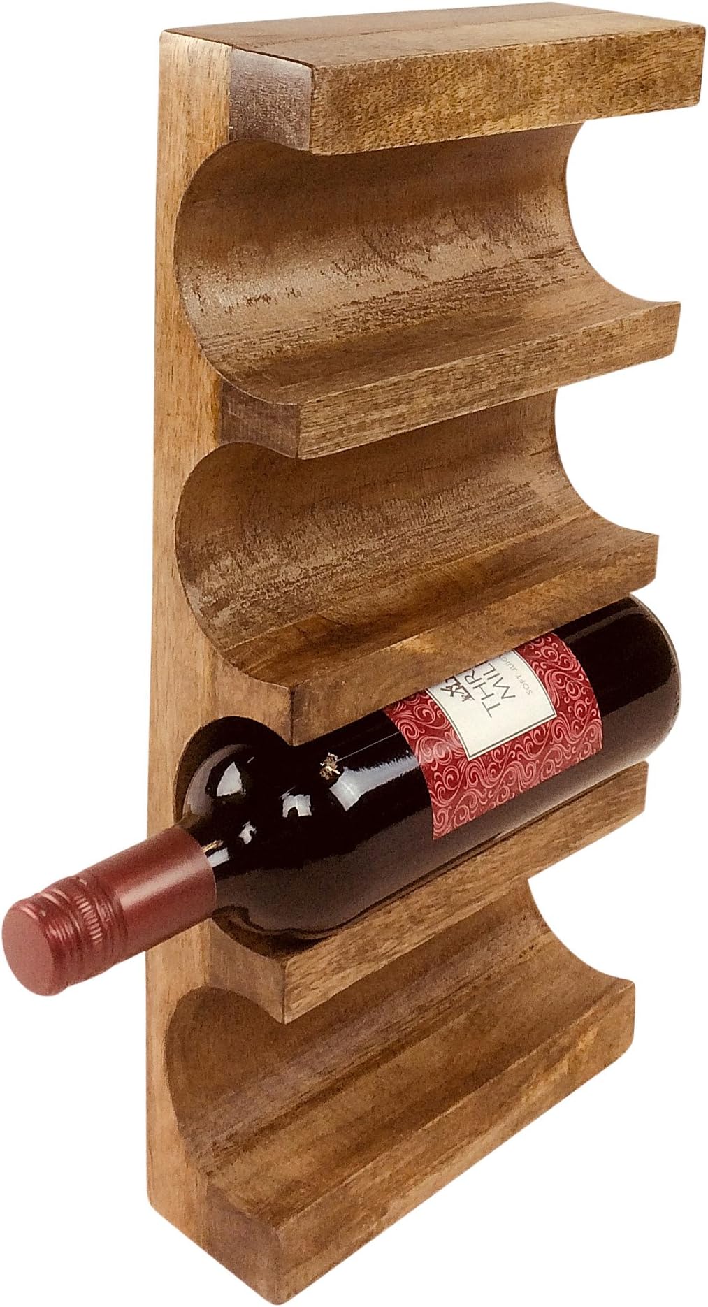 Wall Mounted Wooden Wine Rack, Wood, Brown, One Size