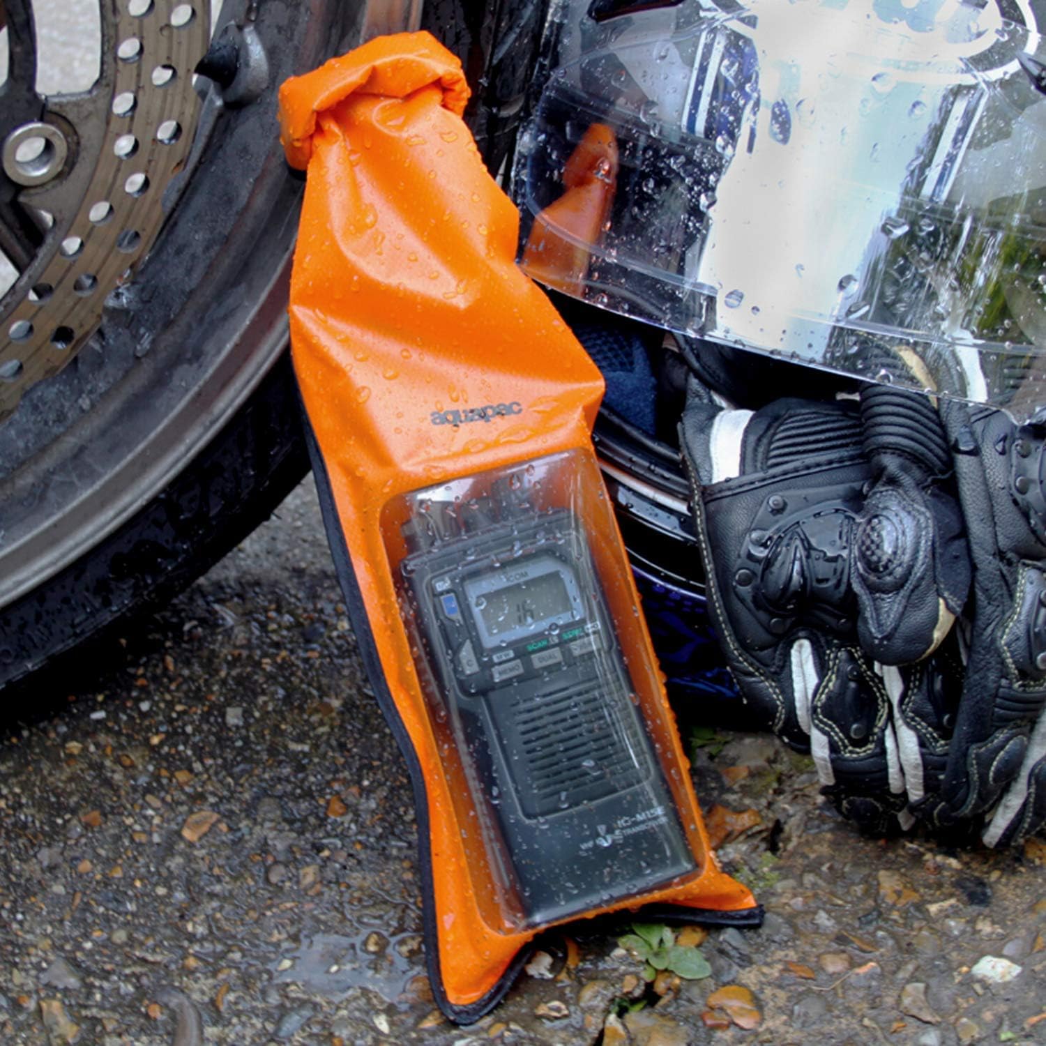 Aquapac Stormproof Case For VHF Radio | Portable IPX6 Waterproof Case with Shoulder Strap for Walkie Talkie - Orange