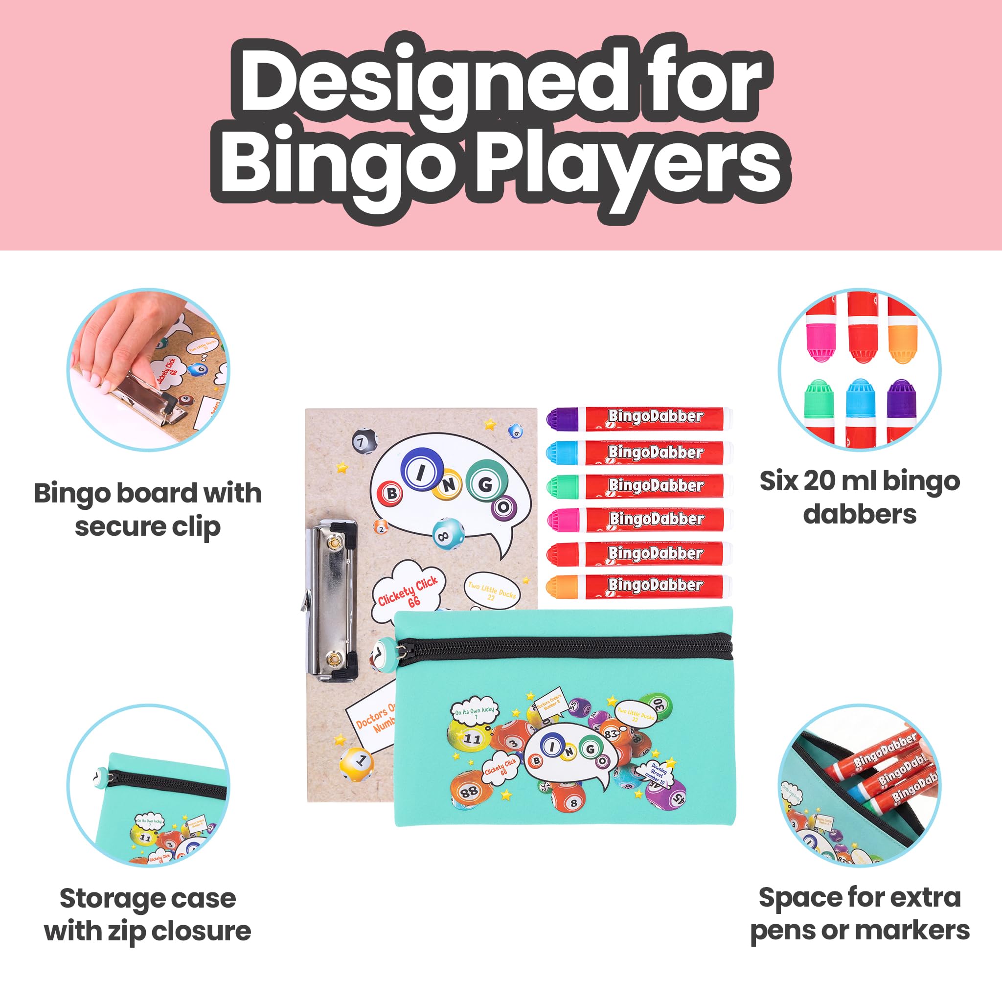 evelay Bingo Dabber Case Holder Gift Set, Teal, 21.5 x 14 cm - Image 4