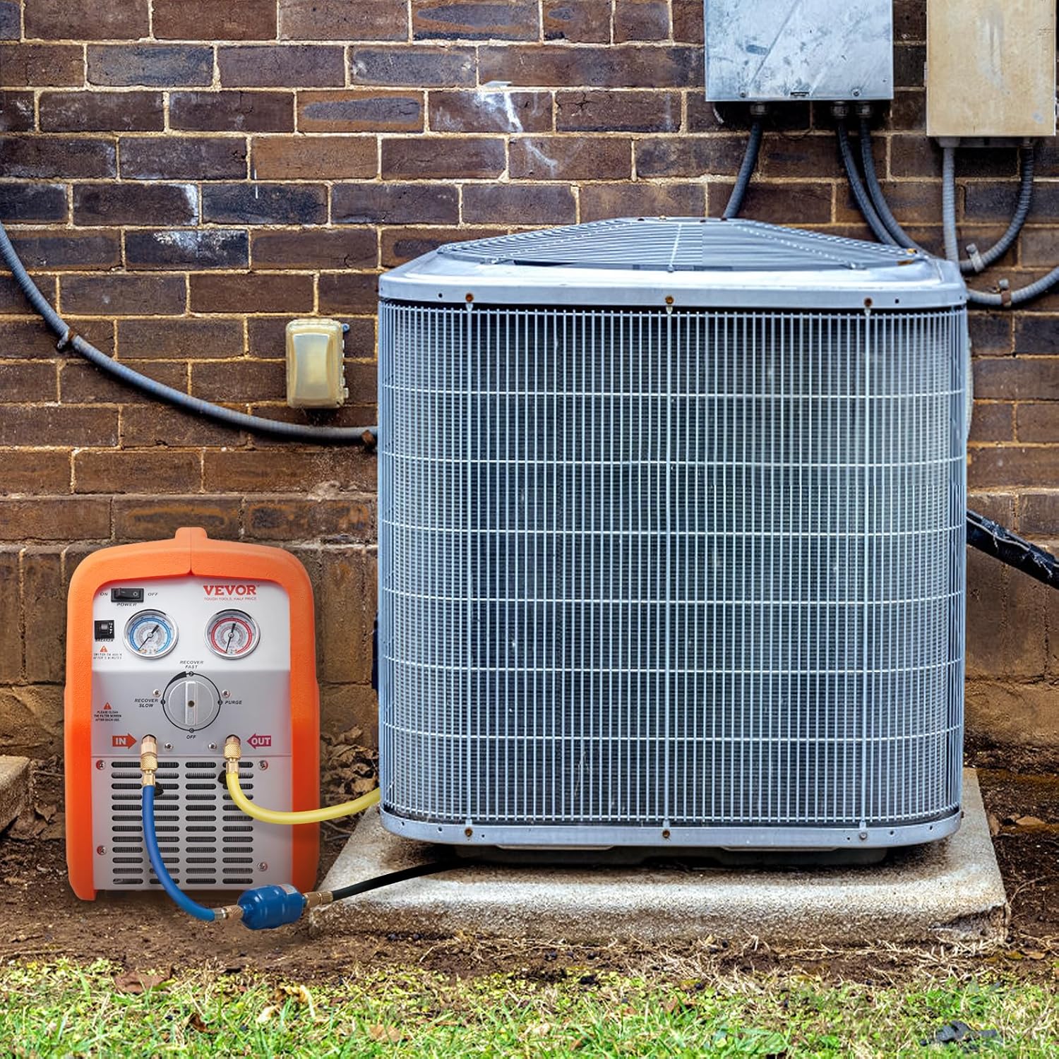 VEVOR Portable 3/4 HP Refrigerant Recovery Machine, AC Recovery Machine for Liquid Vapor Refrigerant, Self-Cleaning Recovery Machines HVAC for Automotive Air Conditioning (120V 60Hz)