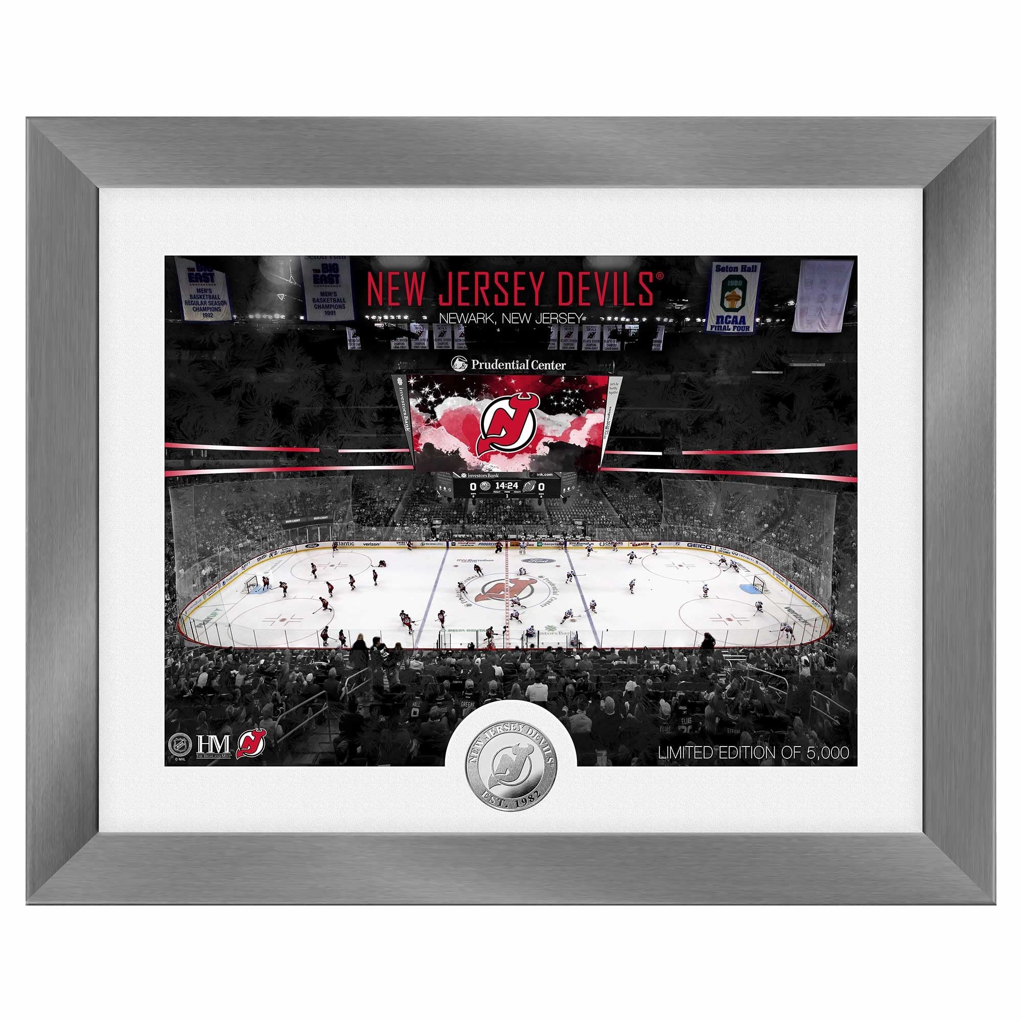 Highland Mint New Jersey Devils Art Deco Stadium Silver Coin NHL Bild