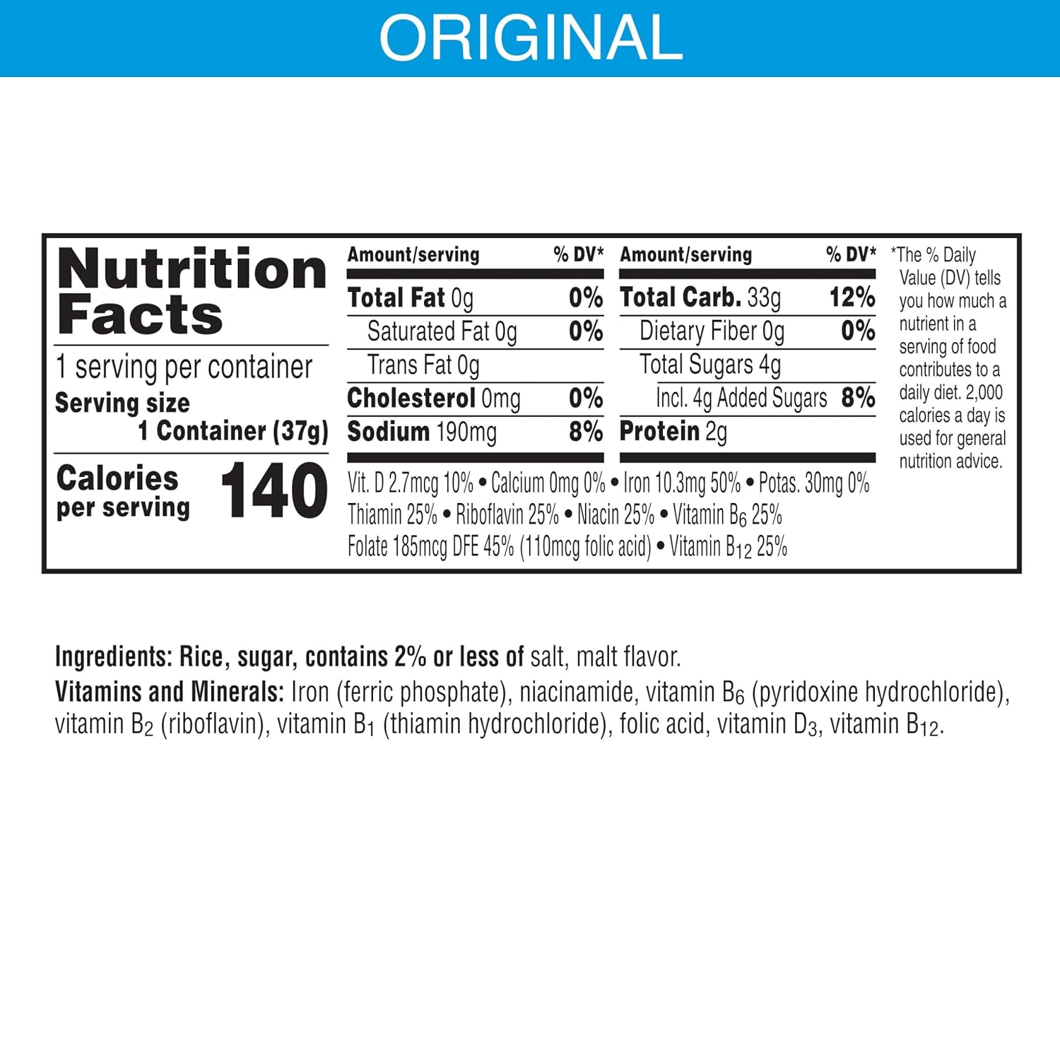 Kellogg's Rice Krispies Breakfast Cereal Cups, Kids Snacks, Cereal Cup to Go, Original, 15.6oz Case (12 Cups)