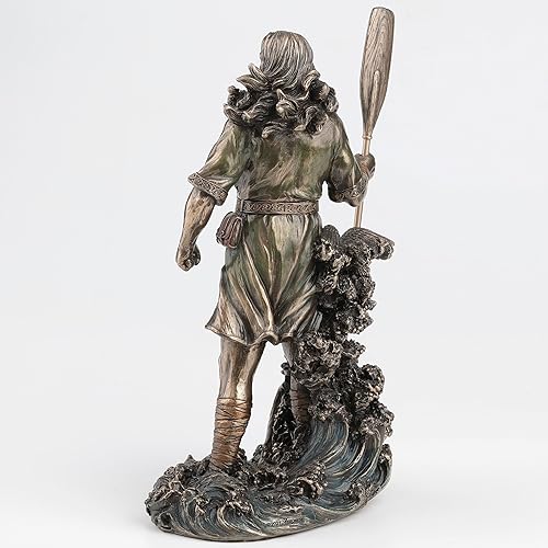 Miniatura 6 de Veronese Design 10 3/8 pulgadas de alto Njord nórdico dios del viento y el mar vikingo nórdico fundido en frío de resina bronceada escultura