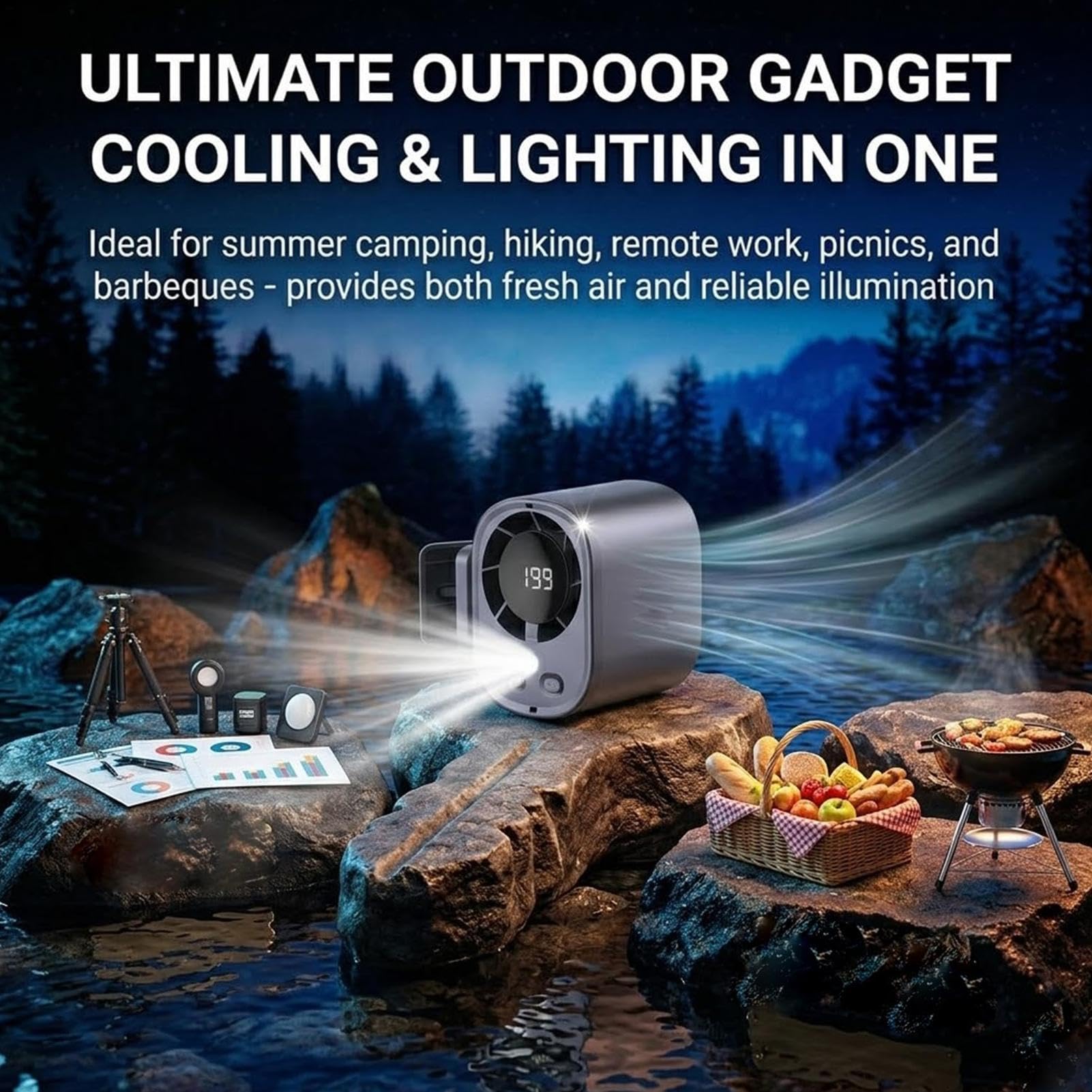 Auto-Clip-Lüfter, tragbares Kühlgerät, 12 V, geräuscharmer Luftzirkulator mit LED-Anzeige, verstellbare Klemmhalterung, Fahrzeugventilator, Kühl-Design-Einheit, Reisen, Camping, Roadtrip