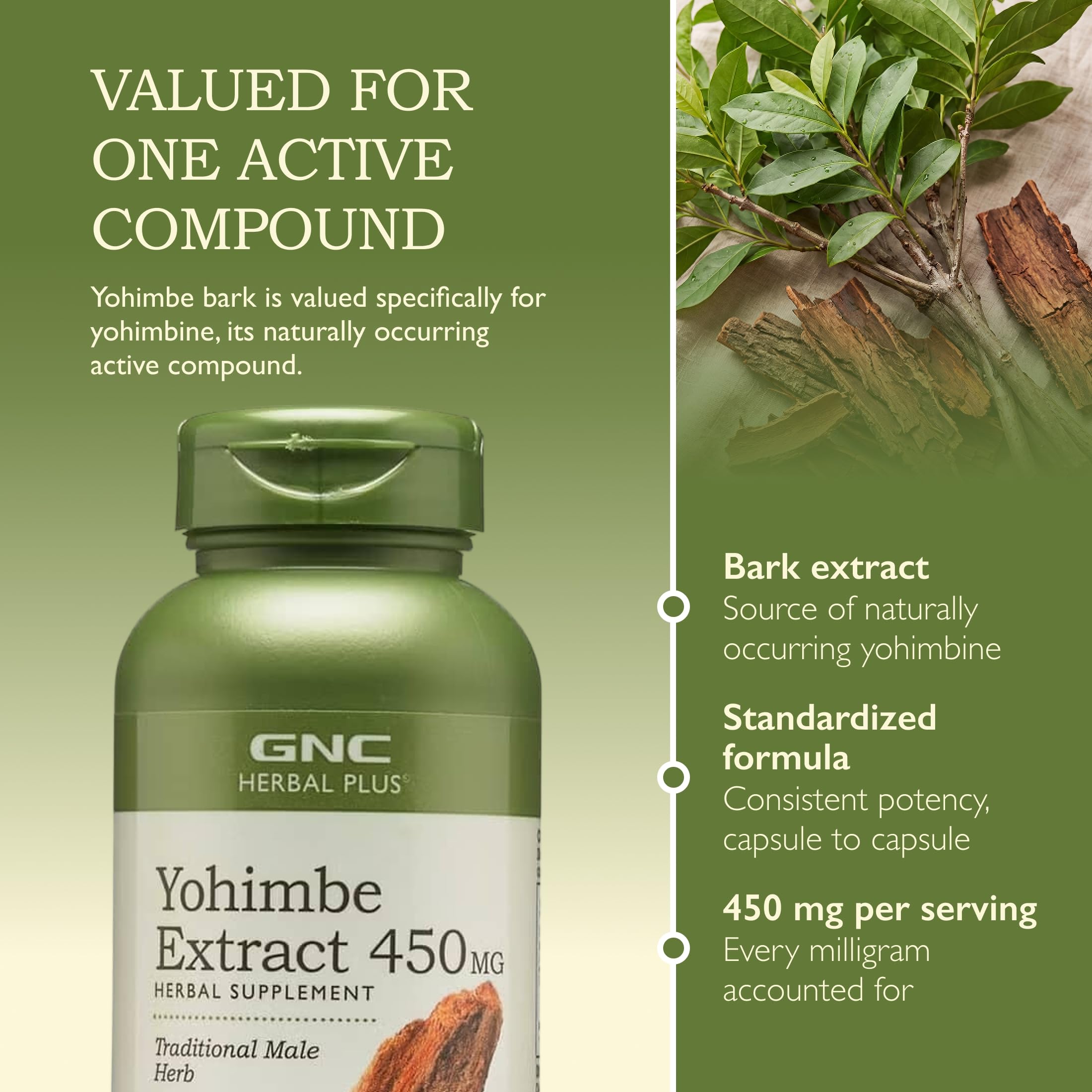 GNC Herbal Plus Yohimbe Extract 450 MG, 100 Capsules, 100 Servings — Amazon image 4