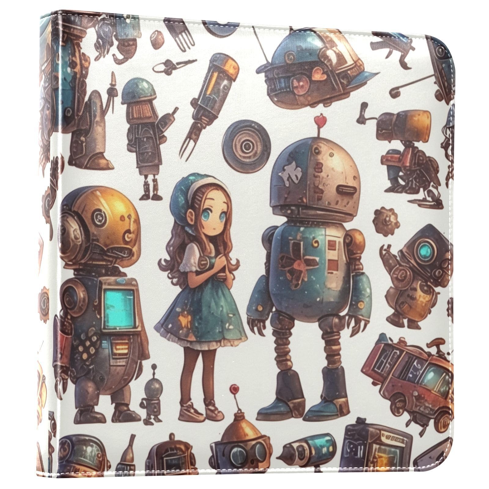 Kigai Robbot Photo Album Self Adhesive Scrapbook Album Leather Cover DIY Picture Scrap Book with 20 Adhesive Sheets, 11.8x24x0.8 inch