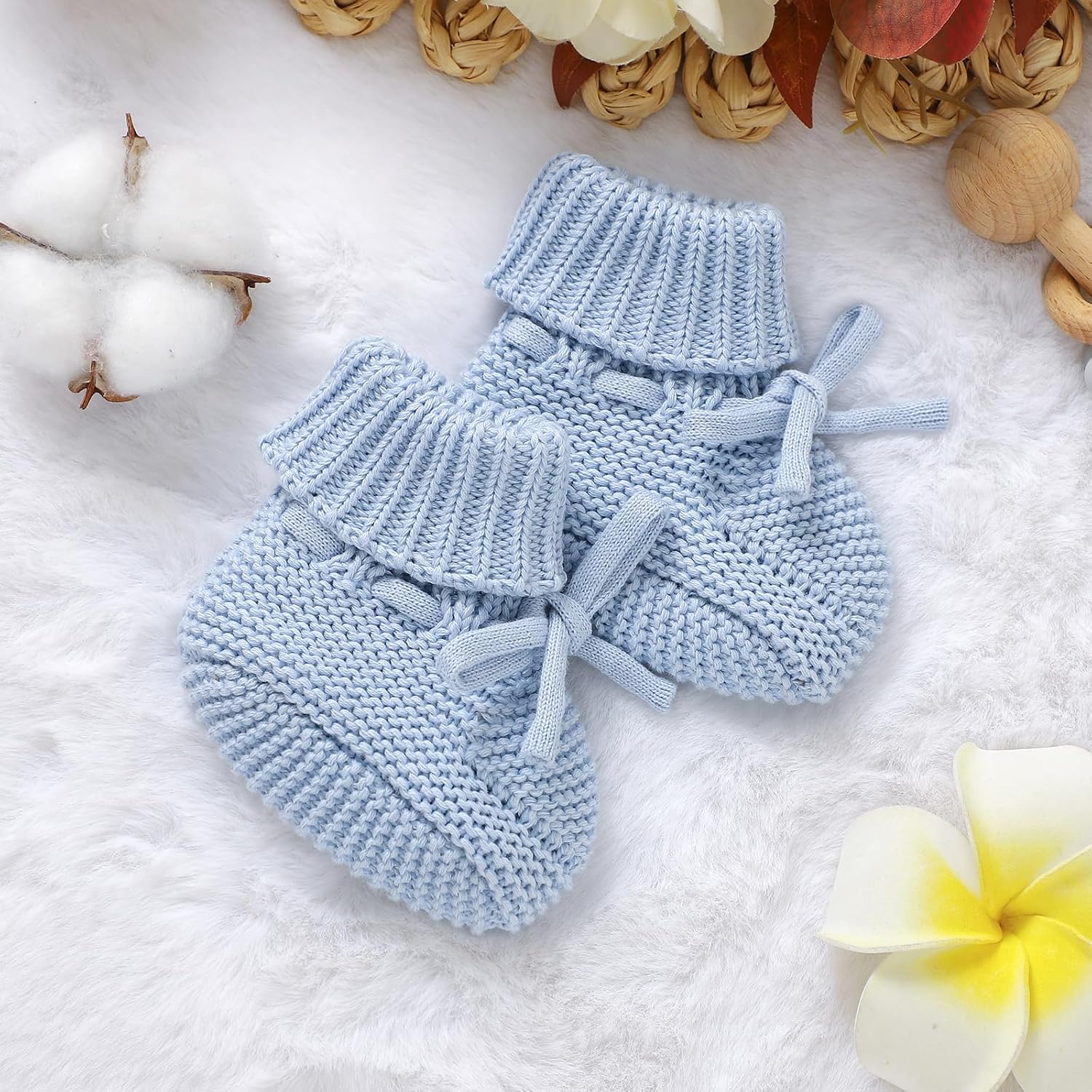 Hadetoto Baby Booties Cotton Newborn Boys Girls Shoes Knit Socks