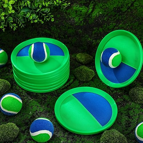 Miniatura 7 de Charniol Juego de juguetes para niños, juego de lanzamiento y atrapa, 12 palas, 6 bolas, juego de playa, juegos deportivos de pelota para lanzar y