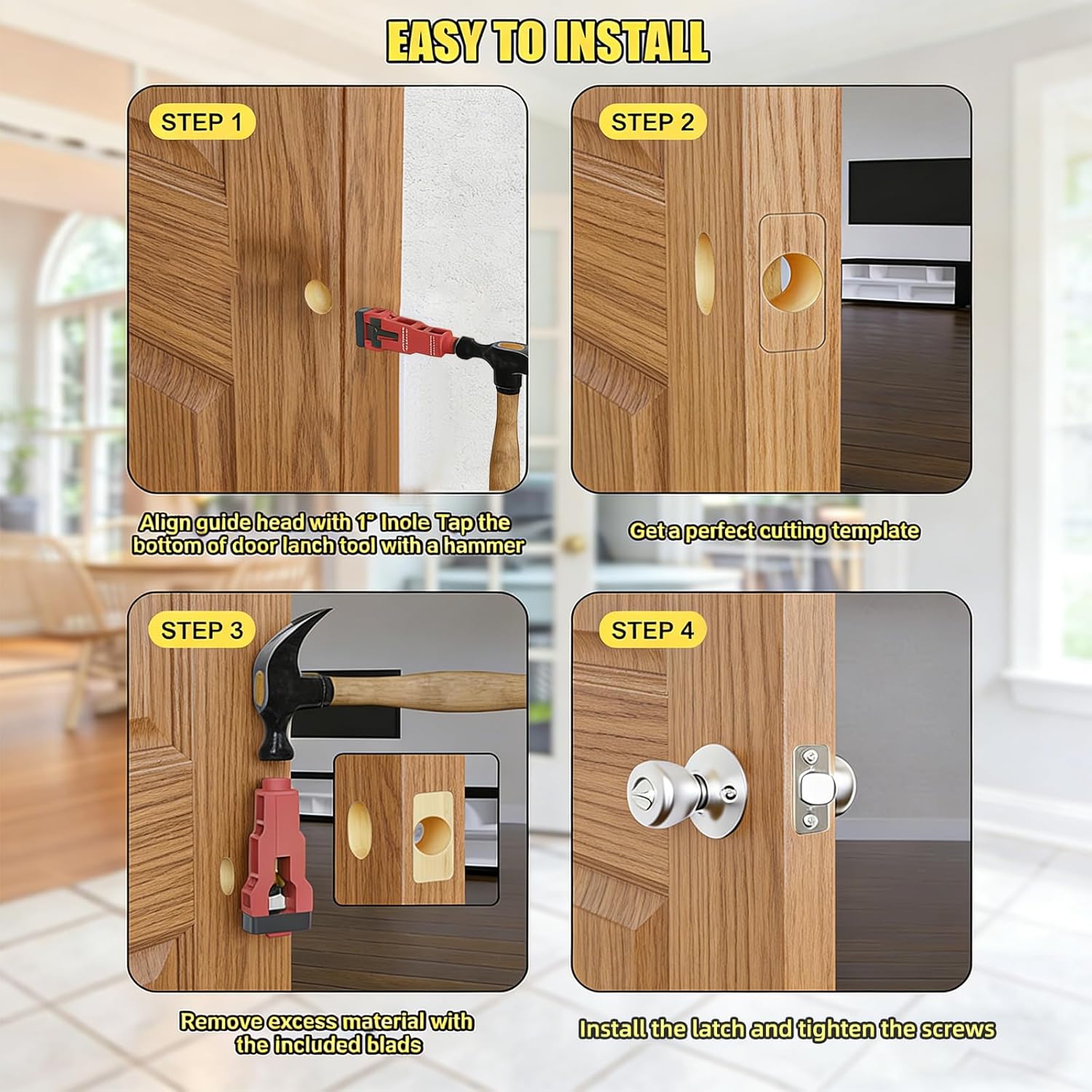 Door Latch Mortise Tool,Chiseling Door Latch Installation Kit for 1-3/8’ or 1-3/4’ Thick Wooden Door,Door Latch Tool for Clean,Accurate Professional Installation Stocking Stuffers for Men