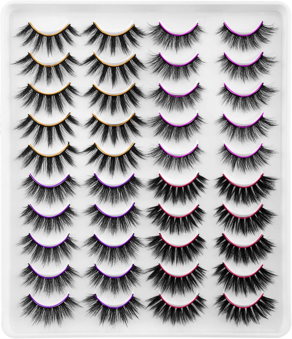 Faux Mink Lashes Pack 20 Pairs Wholesale False Eyelashes Dramatic Long Fluffy Wispy Fake Eye Lashes Bulk