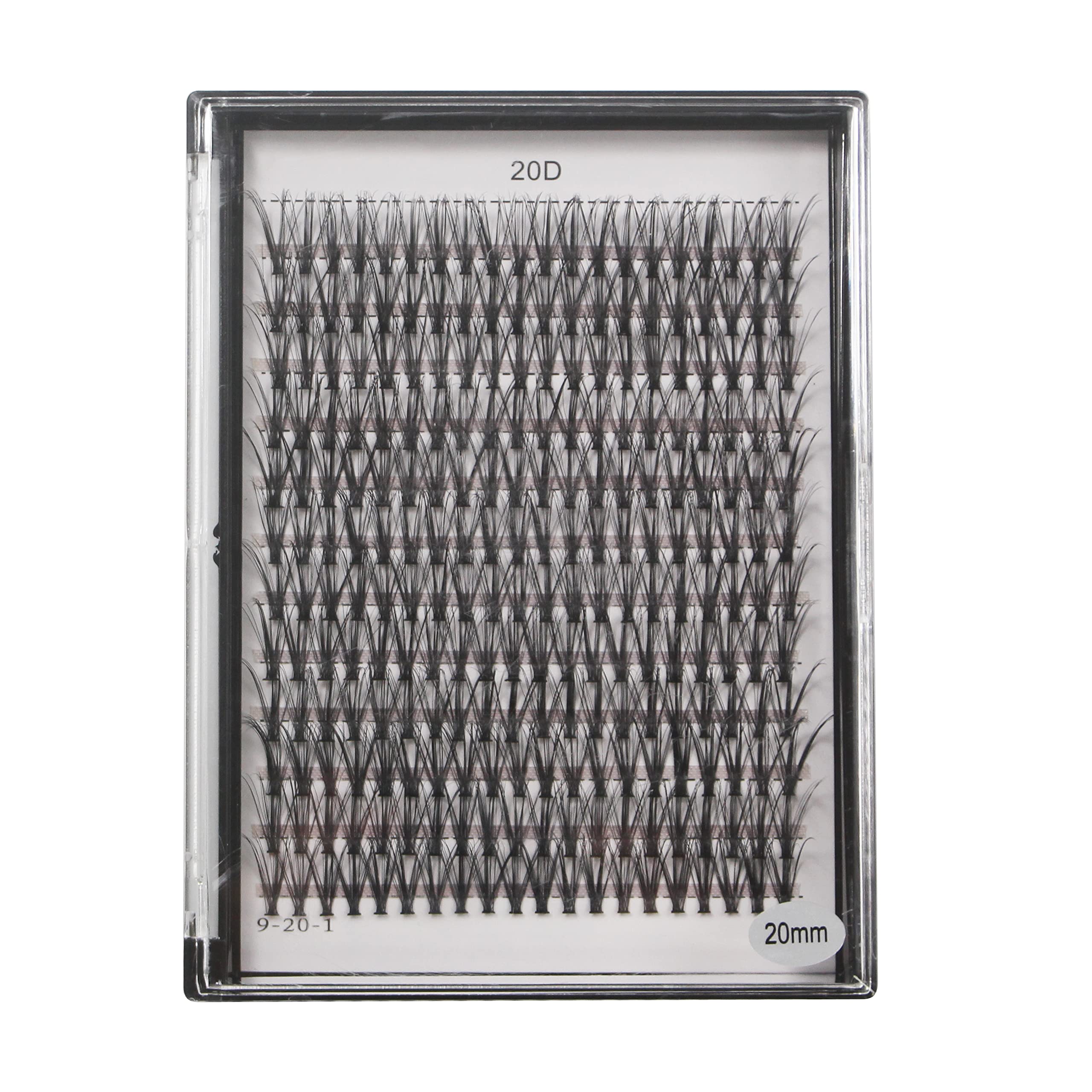 Bodermincer 10D/20D/30D/40D/50D Cluster to Choose Large Tray 240pcs D Curl Individual Cluster Eyelashes False Eyelashes Extension Individual Eyelash Bunche Lash Cluster DIY at Home (20D-20mm)