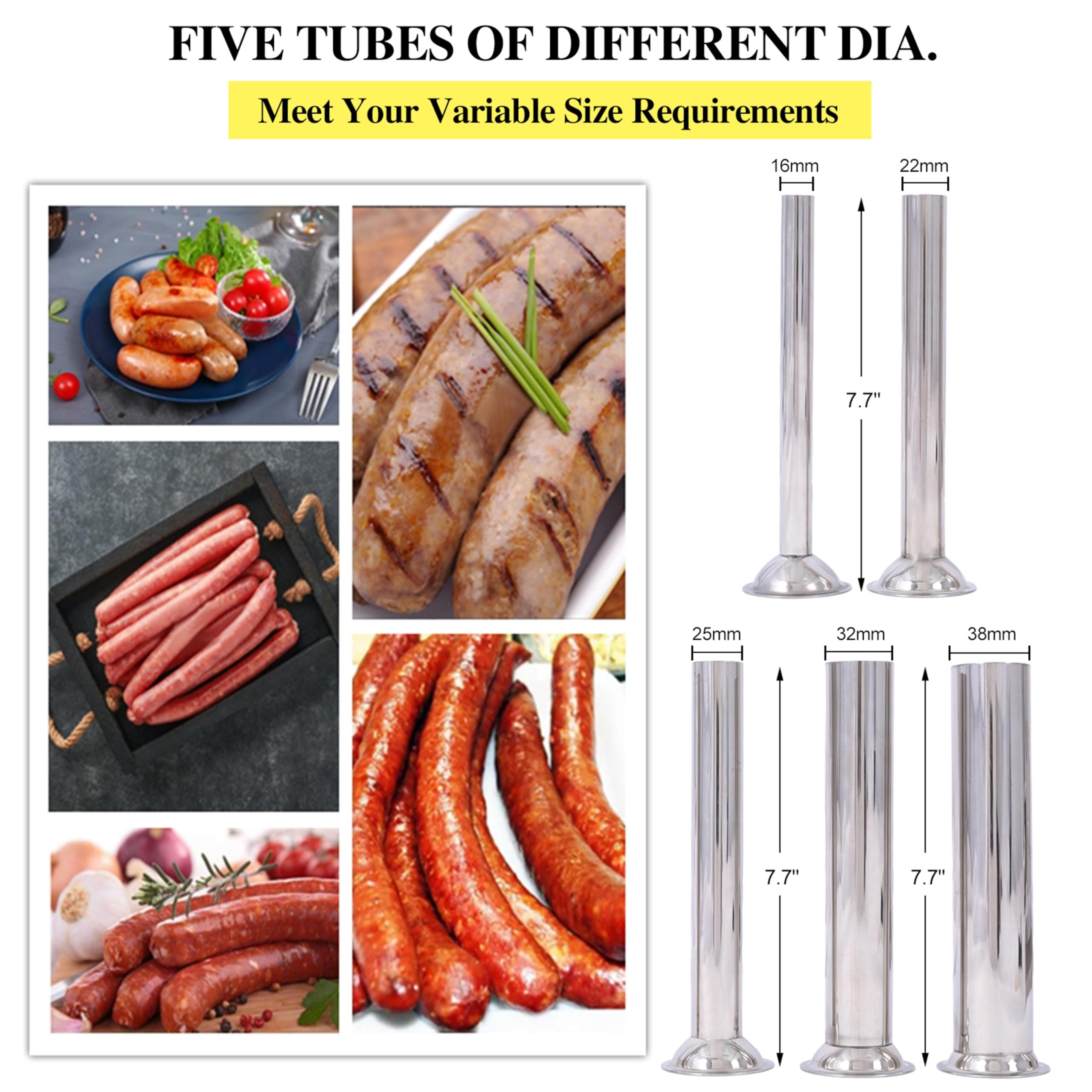 30L Electric Sausage Filler Stuffer Vertical Meat Maker Machine 110V 250W Stainless Steel Hot Dog Tube Filling Equipment Commercial Foot Pedal Operated Silver