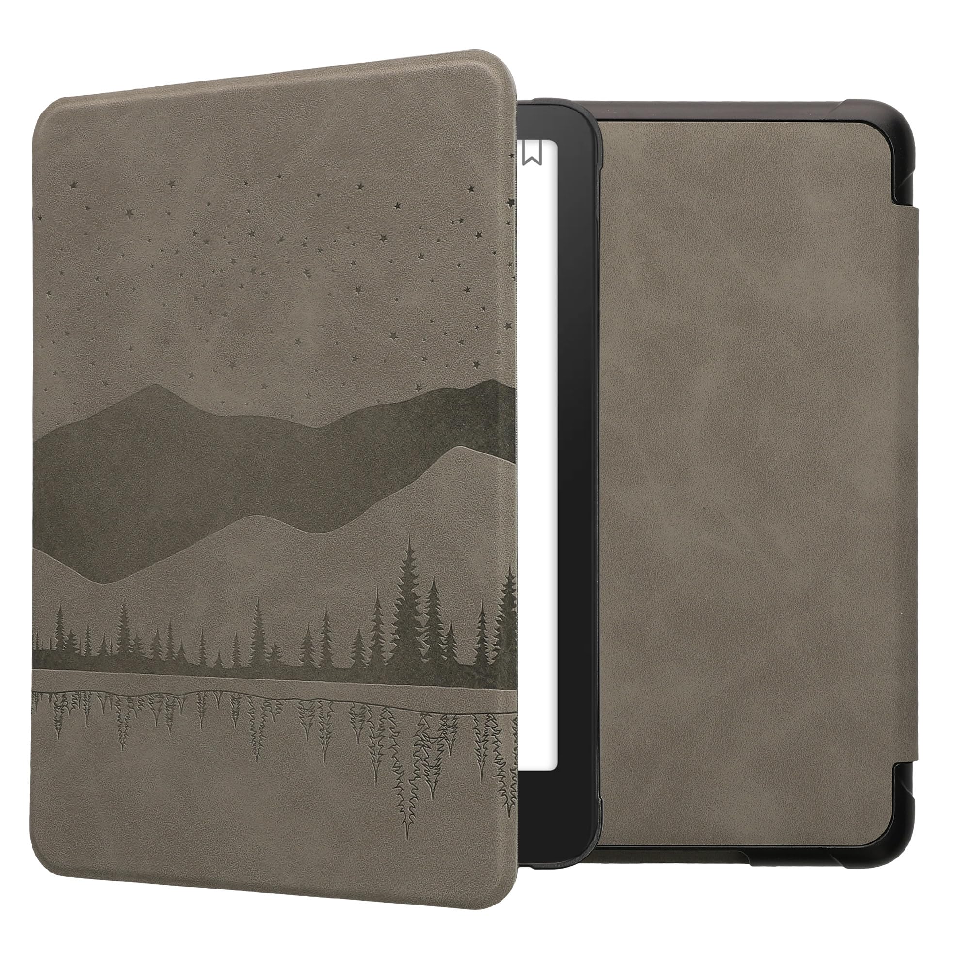 kwmobile Custodia eReader Compatibile con Amazon Kindle Paperwhite (2024)/Colorsoft Cover - eBook Reader Flip Case - Cover eReader Magnetica Pelle PU Notte Stellata al Lago