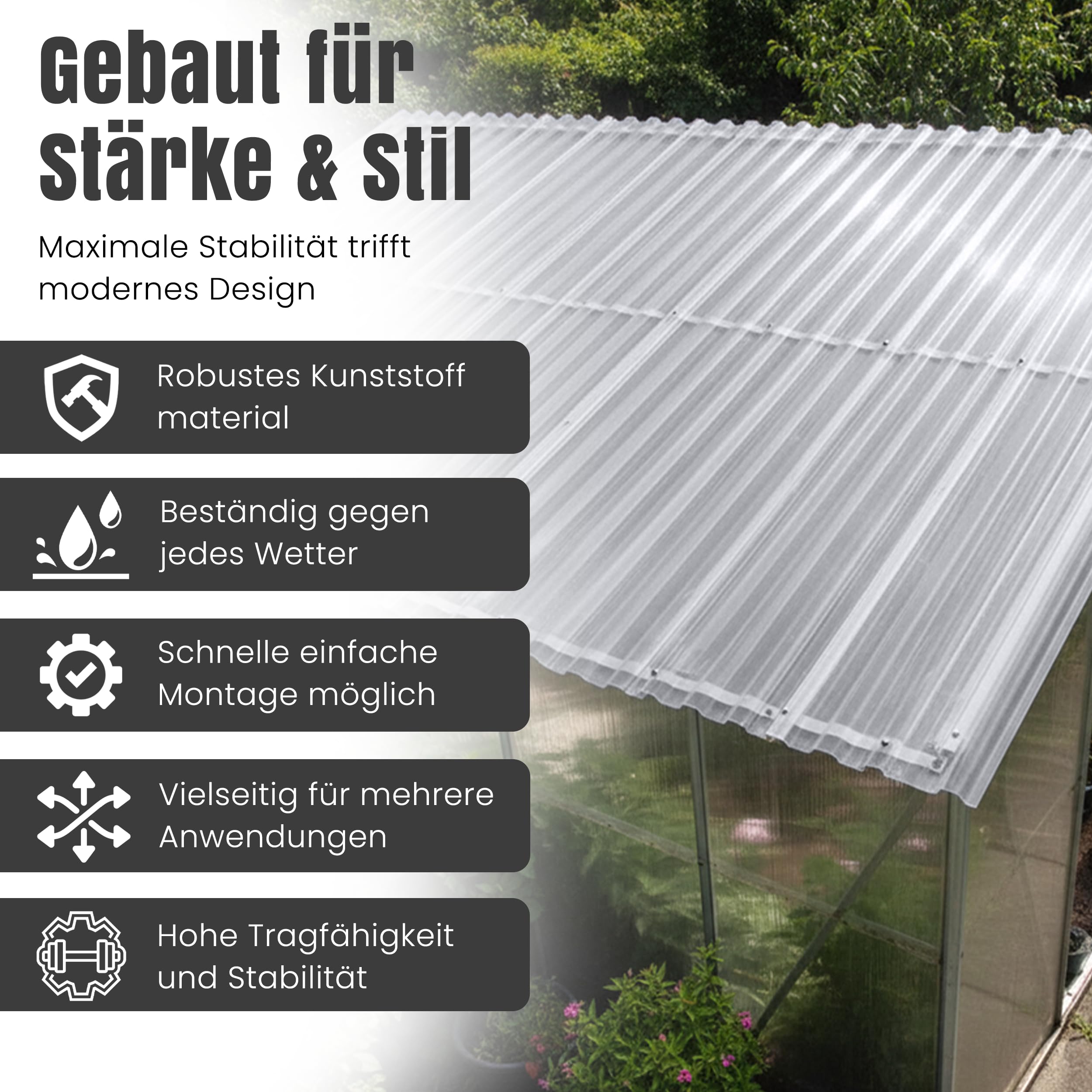 LP Projekt Trapez Wellplatten 90x200 cm 10er-Set Dachplatten UV-beständig wetterfest
