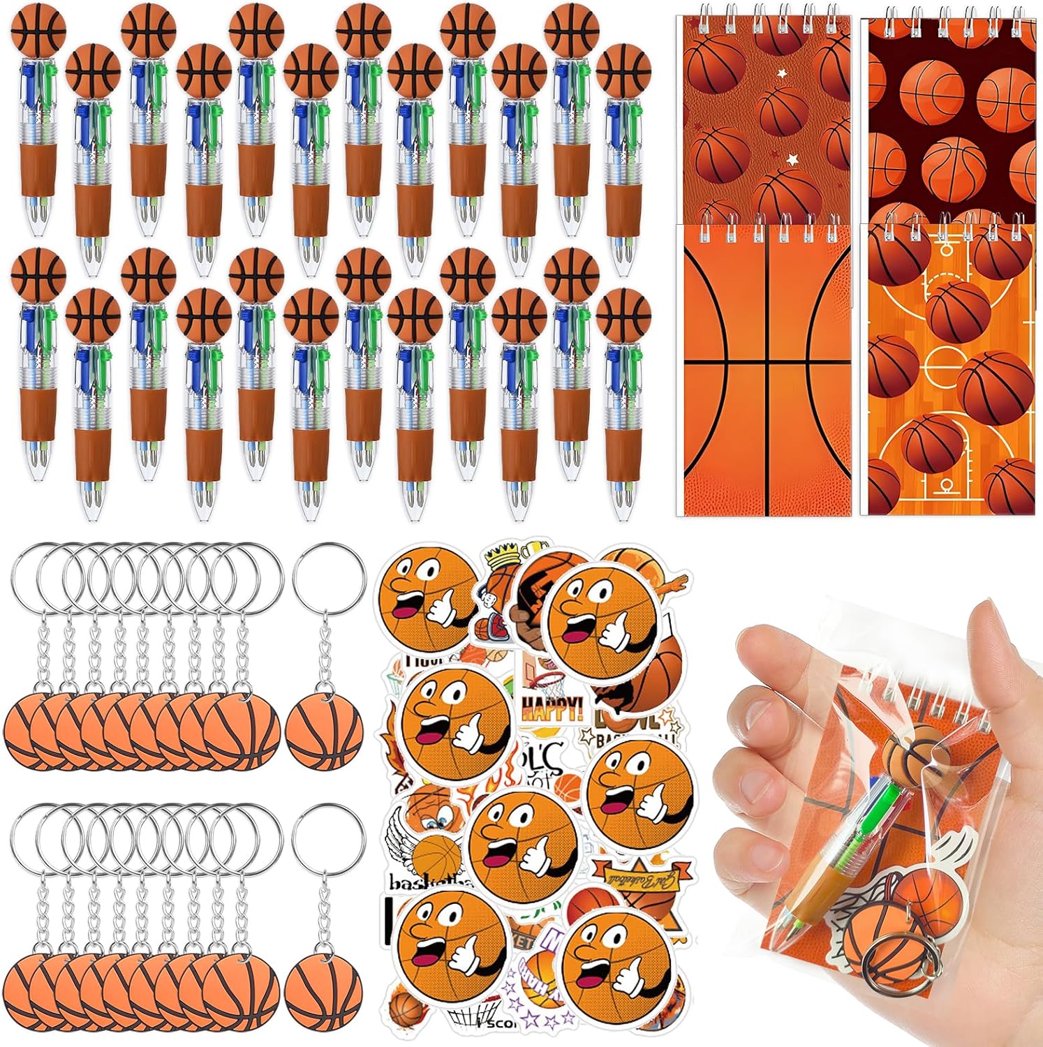 146 Pcs Basketball Party Supplies Return Gifts Basketball Pens Notepads Stationery Basketball Team Gift Rewards Birthday Goodie Bags Stuffers Sports Lover gifts.（Basketball）