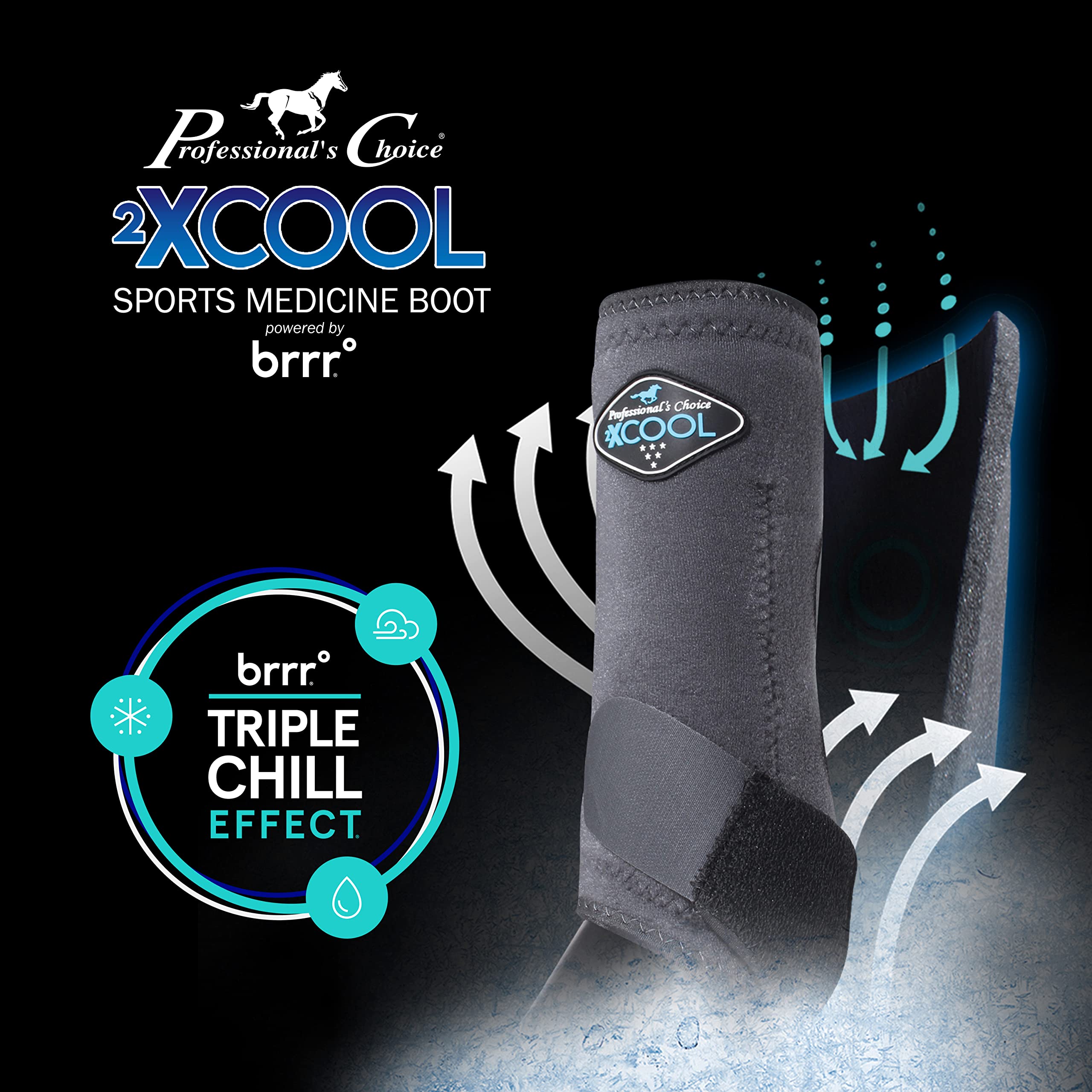 Professional's Choice 2XCOOL Botas deportivas de medicina para caballos activos, diseño protector y transpirable para máxima comodidad y durabilidad, juego económico de 4, L, azul marino