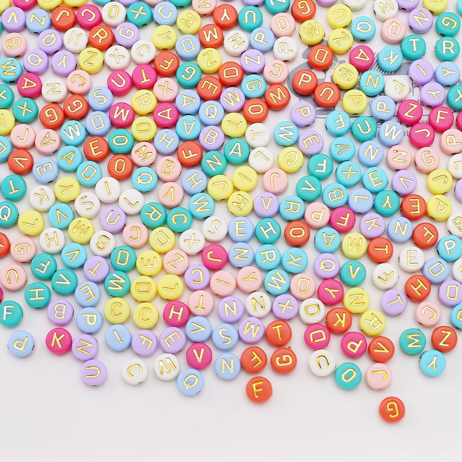 ToBeIT 1000pcs Letter Beads Color Alphabet Beads Gold Round Letter Beads Jewelry Findings Charms for DIY Bracelet Necklace Craft Making (bgcolor-Gold(10color))-1 - Image 5