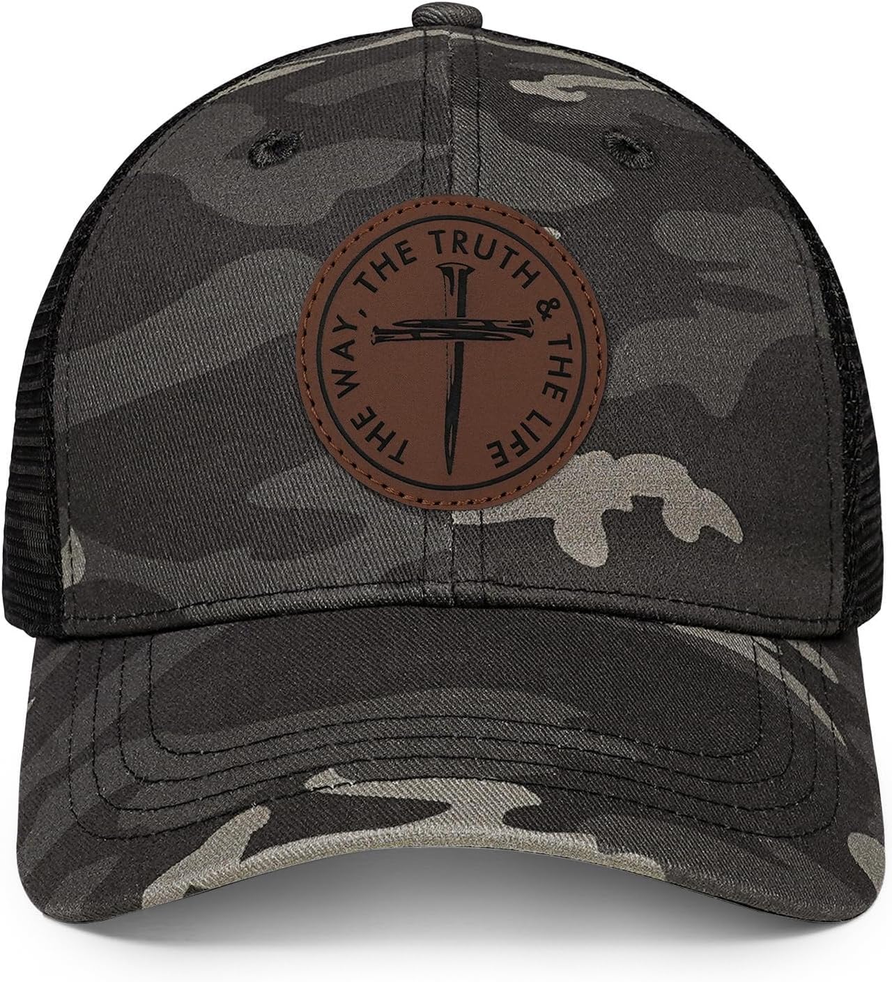 Christian Trucker Hat for Men and Women Christian Jesus Hats Religious Leather Patch Adjustable Baseball Cap Gifts