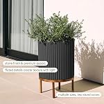 Veradek Demi Series Planter rond avec/Stand pour Porc/Patio , composite en plastique durable & Stand en bois de décoration moderne pour plantes, fleurs