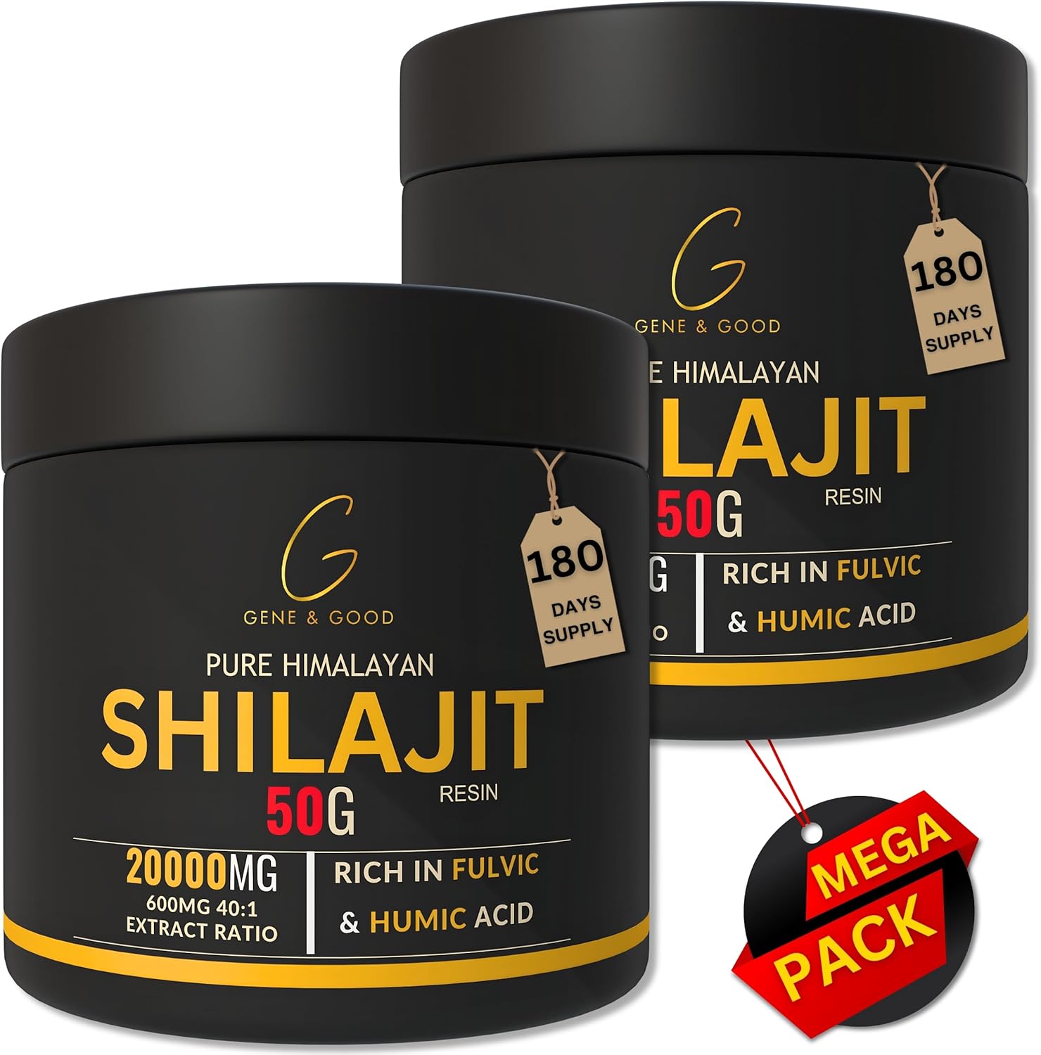 Gene & Good® Shilajit Resin -Pack of 2- Ethically Sourced, Organic Himalayan Shilajit -Rich in 85+ Minerals, Boosts Energy & Stamina, High-Potency Fulvic Acid (Resin 2 X 50 Gram)