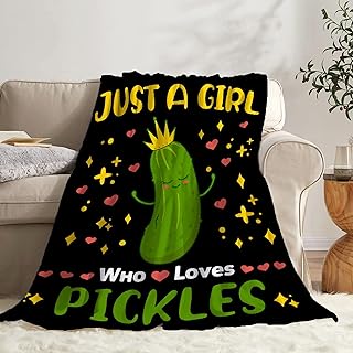 Todeyya Just A Girl Who Loves Pickle Blanket Gifts for Girls Boys - â€‹Super Soft Flannel Fleece Blanket, Lightweight Microfiber Cozy Plush Blanket for Couch S 50x40 in for Kids/Throw