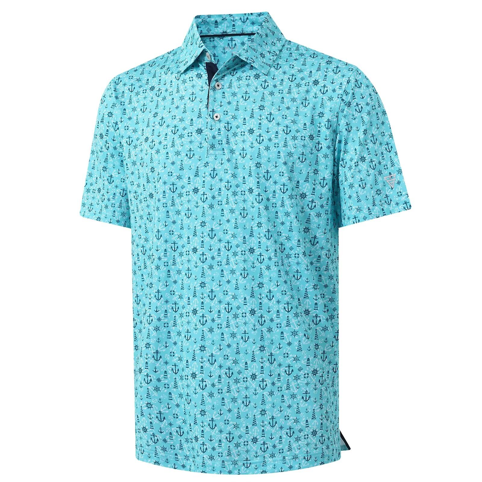 M MAELREG Mens Golf Shirt Short Sleeve Dry Fit Print Moisture Wicking Performance Patterns Collared Polo Shirt — view 40