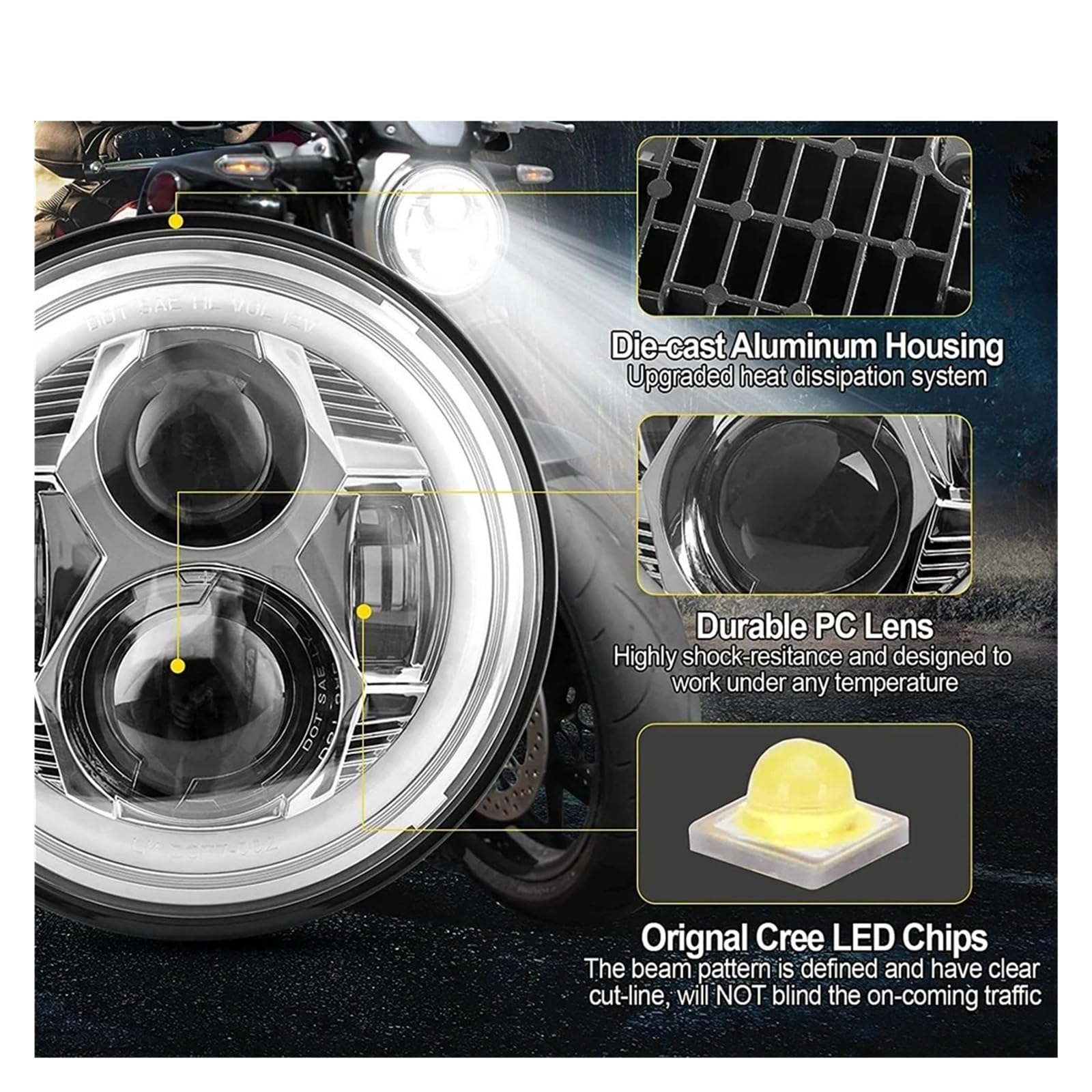 Anello Halo Rotondo Per Faro Moto LED H4 Da 7 Pollici Per 93-08 Per Ducati Per Monster 1000 600 Fari Moto