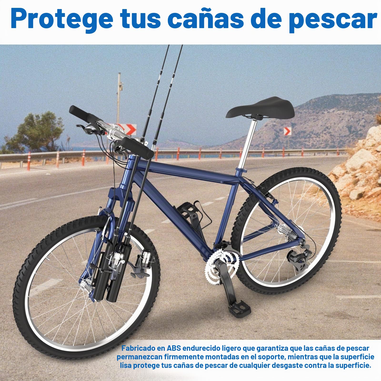 Soporte para caña de Pescar, asegura la caña de Pescar a la Bicicleta, Soporte de 2 Tubos, Tiene Capacidad para 2 cañas de Pescar, fácil de Montar