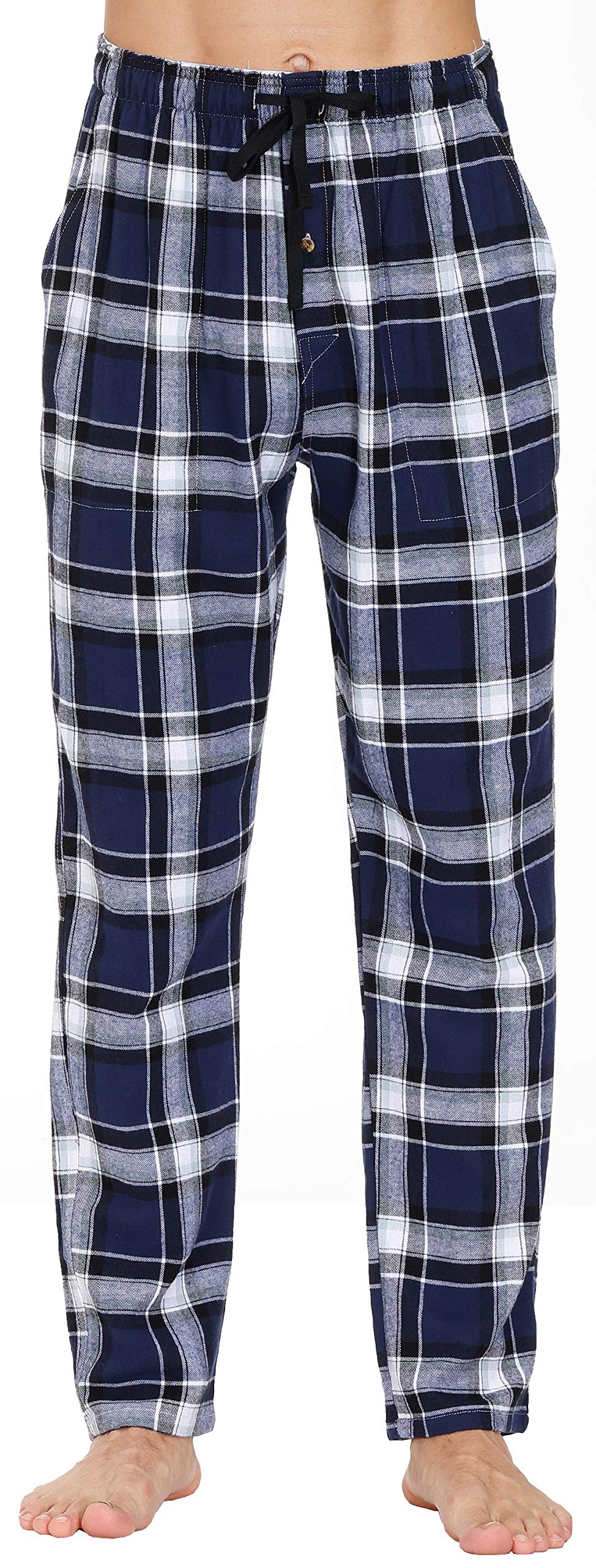 MoFiz Herren Pyjamahose Warm Lang Baumwolle Weich Schlafanzughose Kariert Winter Nachtwäsche Freizeithose