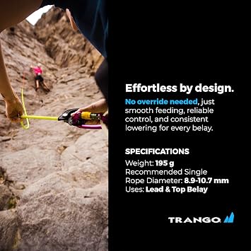 TRANGO Vergo Belay Device - Rock Climbing, Rappelling Protection, (8.9-10.7 mm Ropes)