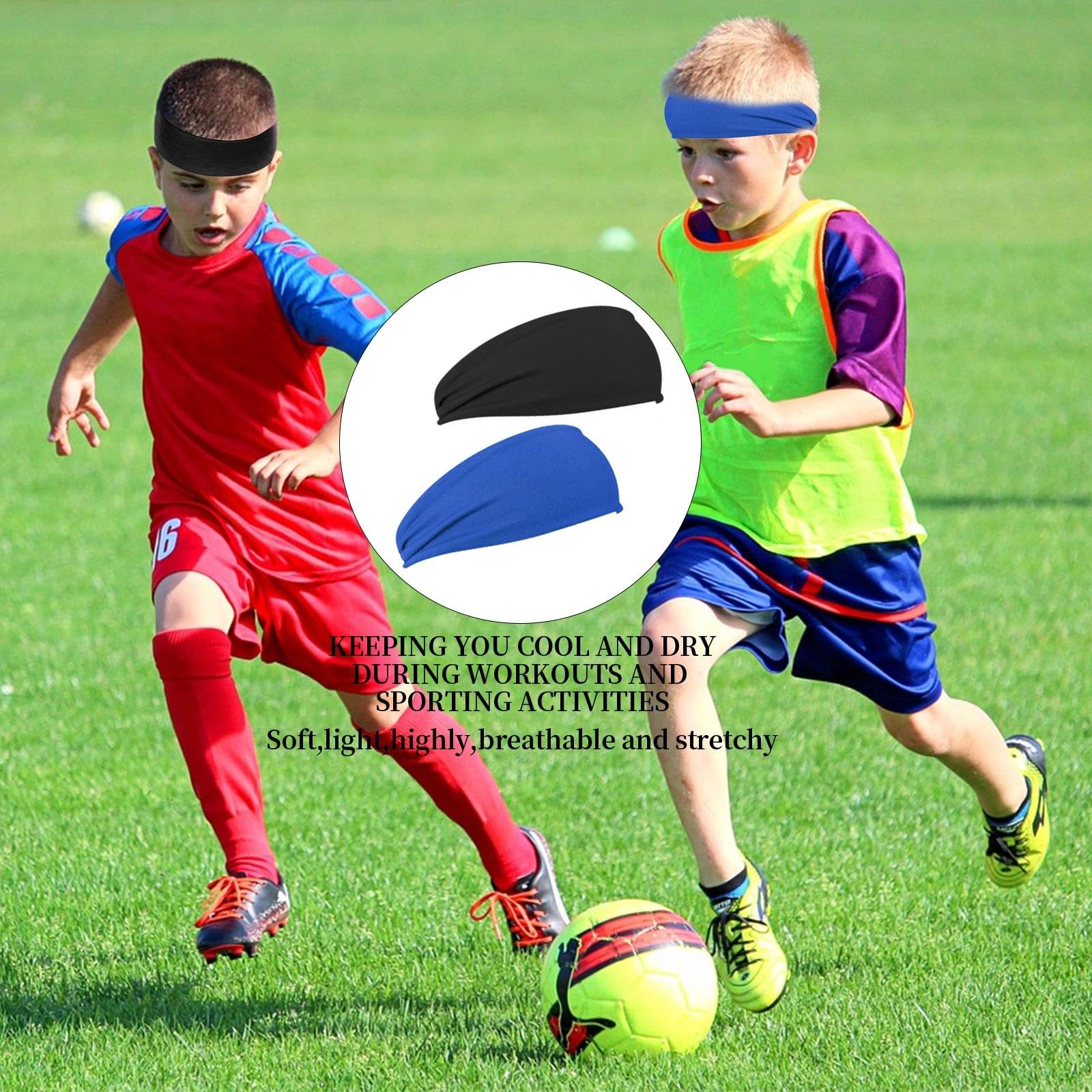 Lot de 6 bandeaux de sport pour enfants évacuant la transpiration - Élastiques et respirants - Pour jeunes, adolescents, filles et garçons - 6 couleurs