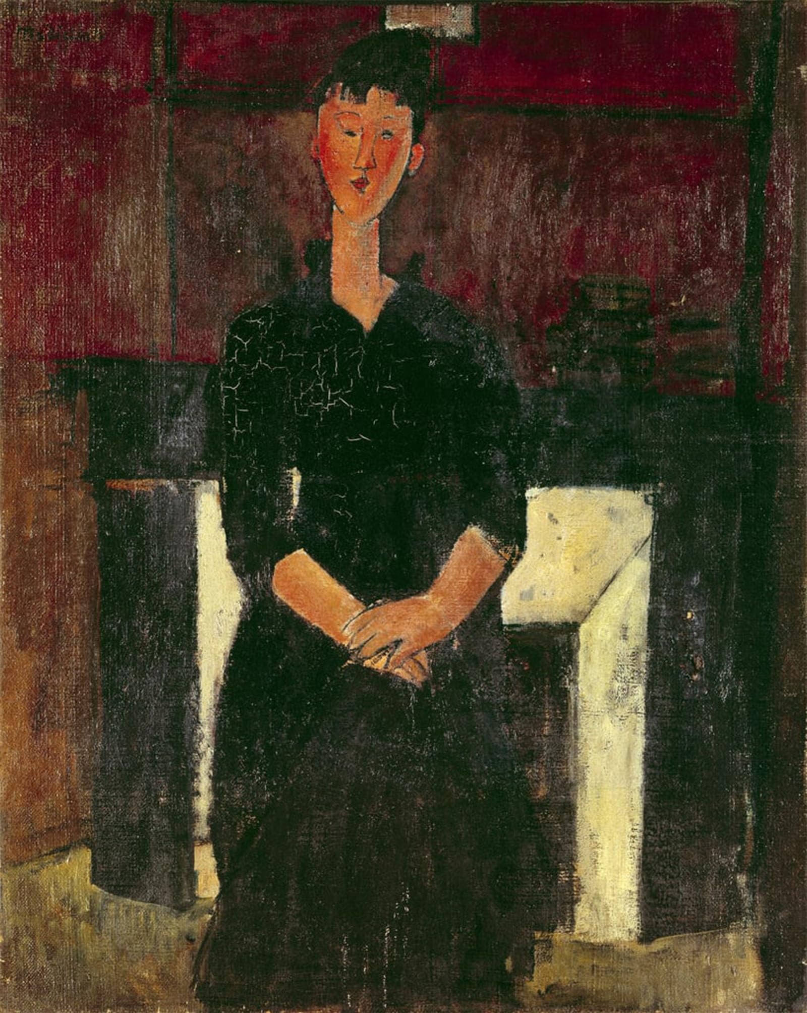 SERENDIPITP Vintage Wall Art Canvas Nordic Poster Canvas Print Picture Portrait of a Girl in Front of the Chimney Painting by Amedeo Modigliani Wall Art Poster for Home Decor 60x90cm