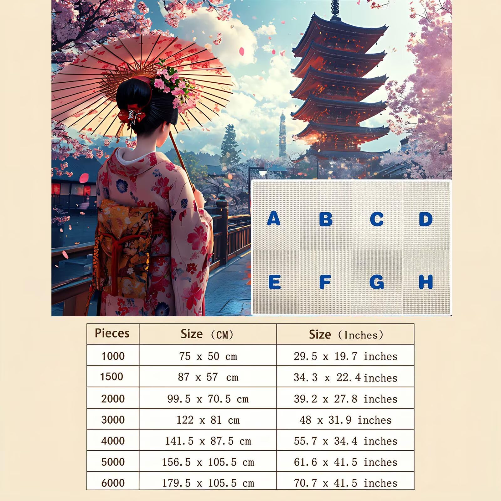 donna Giappone Puzzle 1500 Pezzi per Adulti, Puzzle in Legno - Collezione Classica con Poster Incluso - Sfida di Concentrazione e Passatempo Antistress, Gioco Educativo per Famiglia, 87 x 57 cm f0-820
