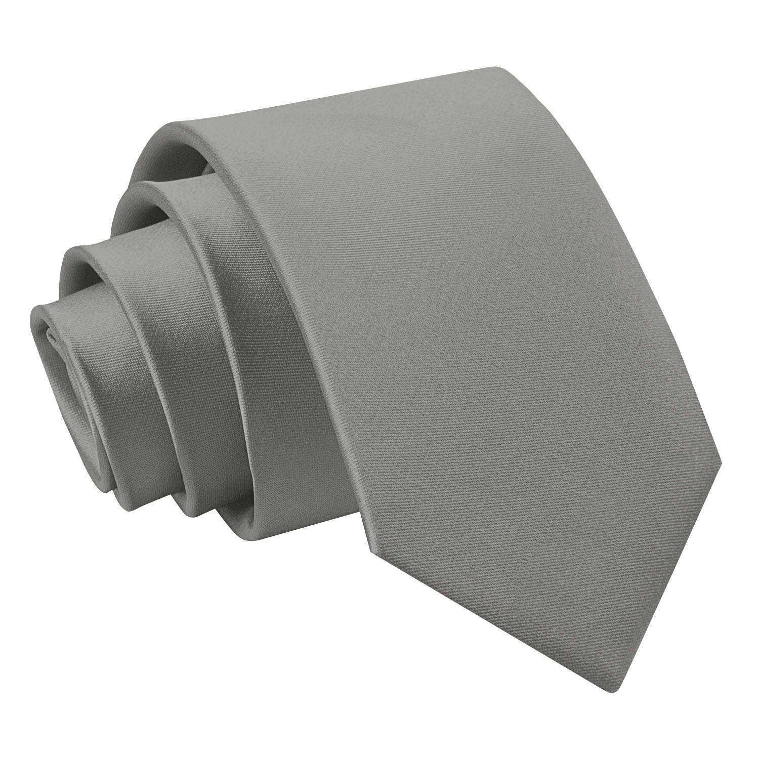 DQT Mens Plain Satin Tie – Wedding, Business & Formal Necktie - Platinum Slim 7cm