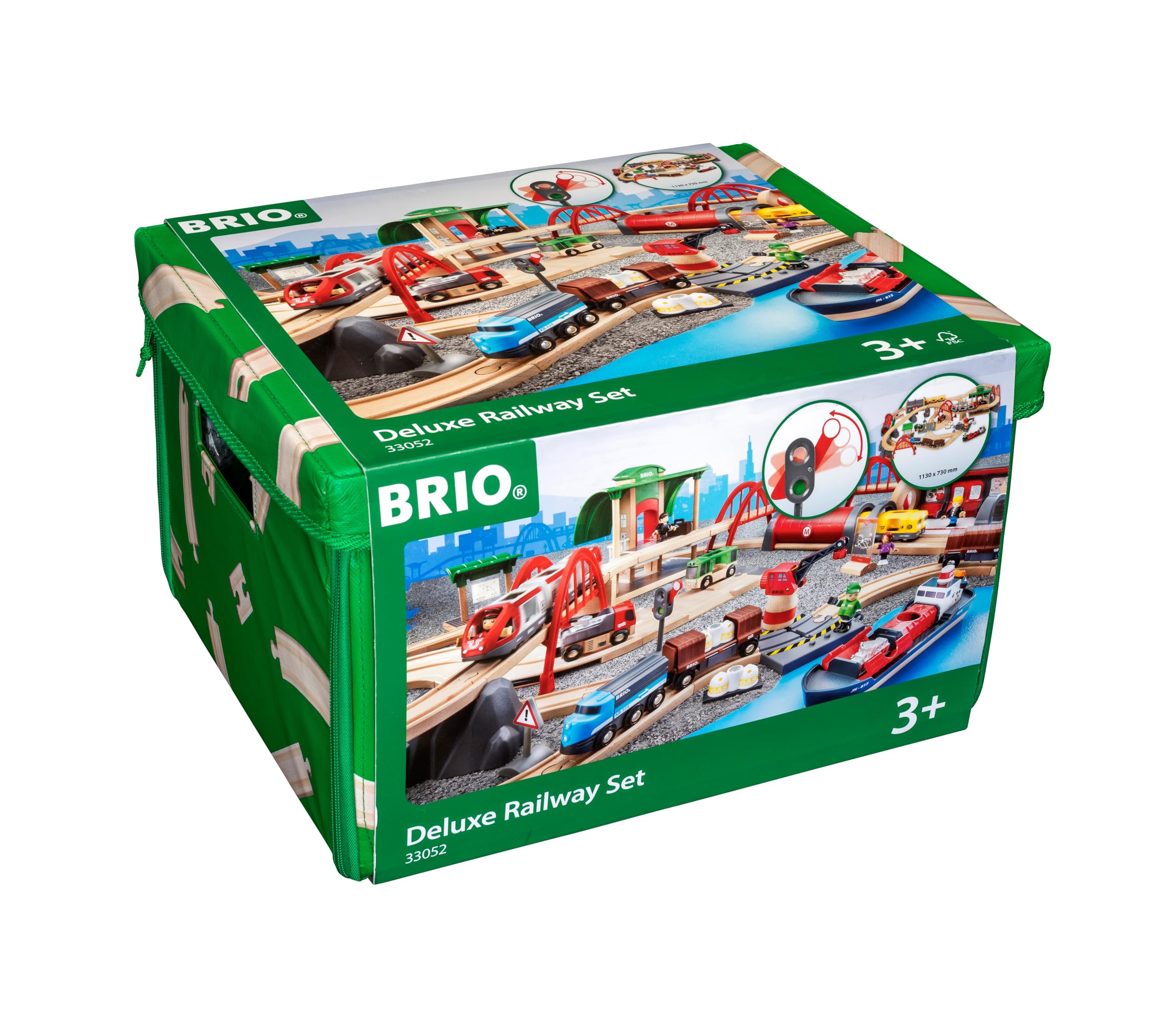 BRIO World 33052 Straßen & Schienen Bahn Set Deluxe - Straßen & Schienen Eisenbahn - Kleinkindspielzeug empfohlen für Kinder ab 3 Jahren