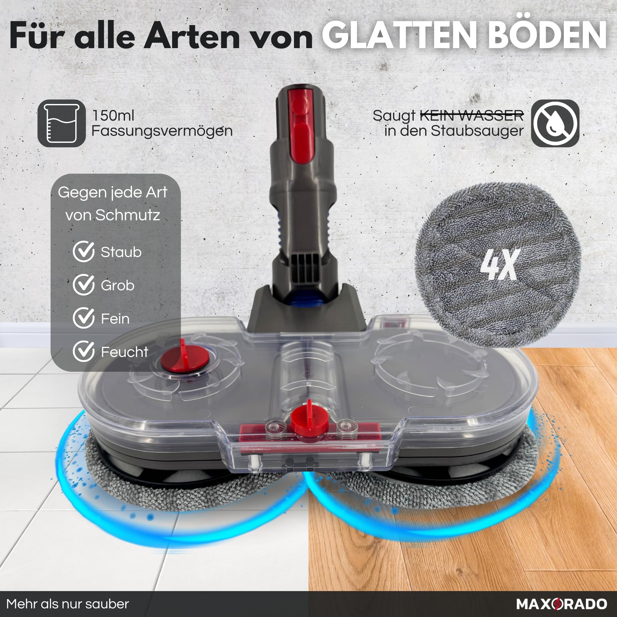 Kompatybilna z dyszą wycieraczek Dyson NEW + 4 padami V7 V8 V10 V11 V15 ssawka podłogowa do wycierania i odkurzania