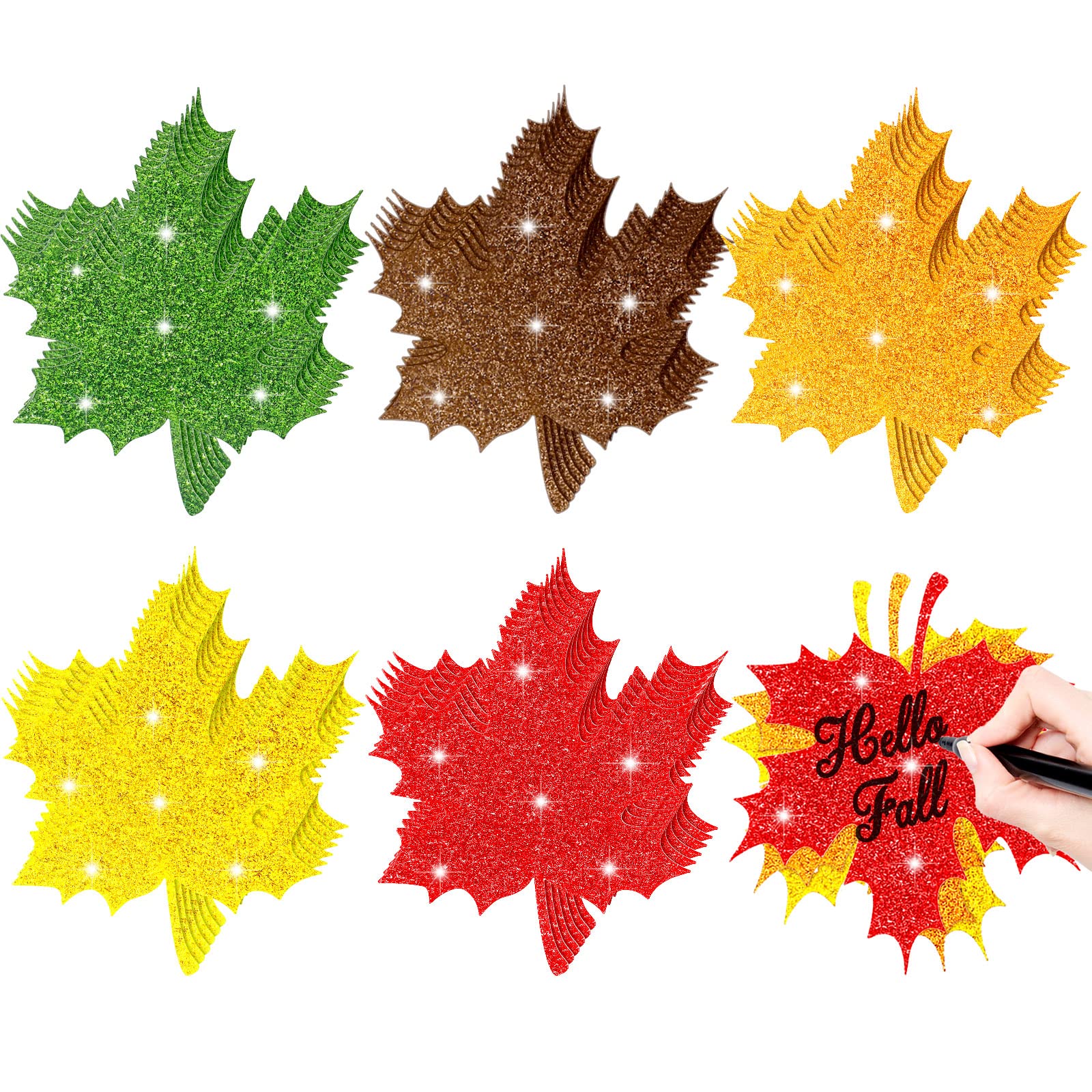 Feuilles d'automne pailletées pour décoration de salle de classe et table de fête