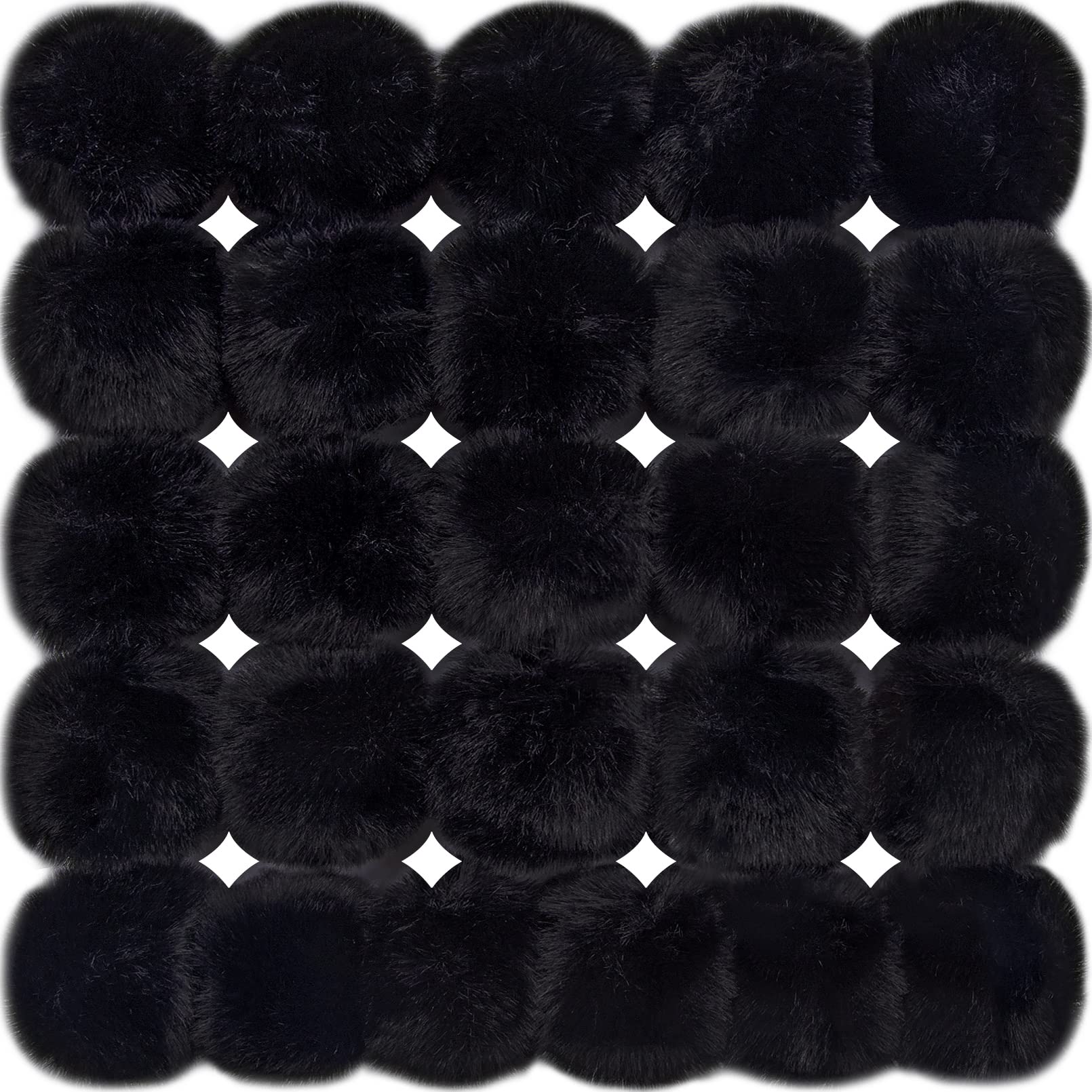 BQTQ 26 Pieces Faux Rabbit Fur Pom Pom Balls DIY Fluffy Pom Pom with Elastic Loop for Hats Keychains Scarves Gloves Bags Accessories, Black