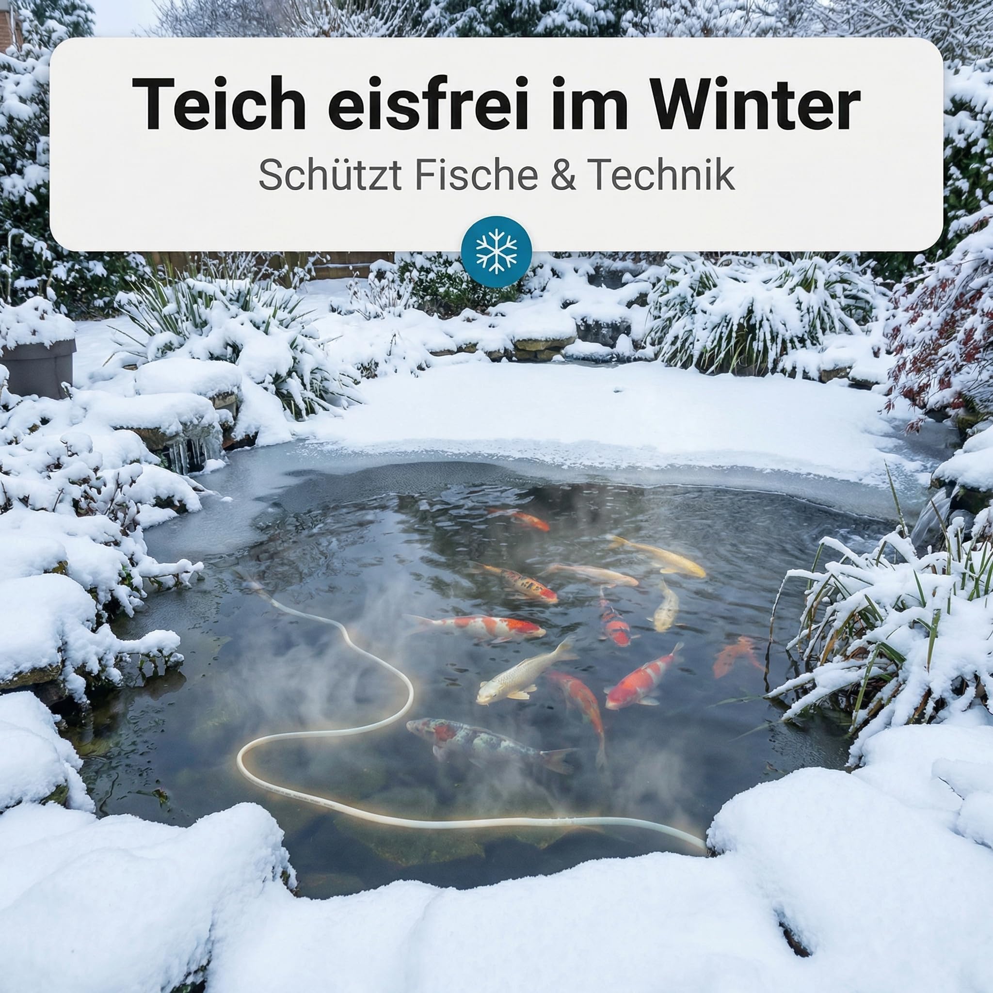 Pondlife Teichheizung Set mit Heizkabel & digitalem Thermostat, Teich eisfrei halten/Frostschutz, 6 m Silikon-Heizkabel IP68, selbstregulierend, für Teich, Filterleitungen & Wasserlauf
