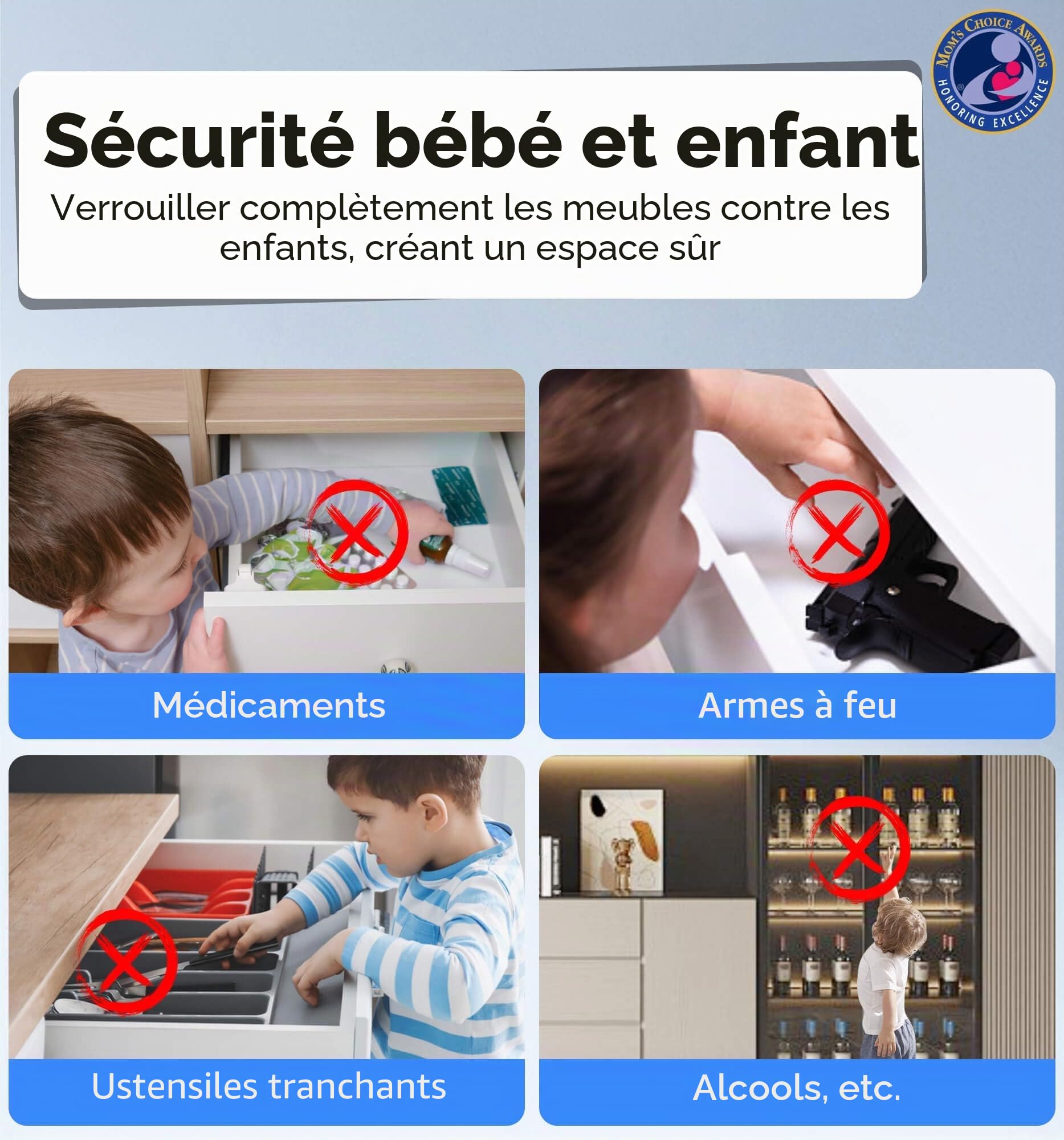 Verrou intelligent pour tiroir magnétique Bluetooth RFID sans perçage, verrou de sécurité enfant pour armoires et tiroirs, loquet invisible sans clé pour armoires de cuisine, commodes et