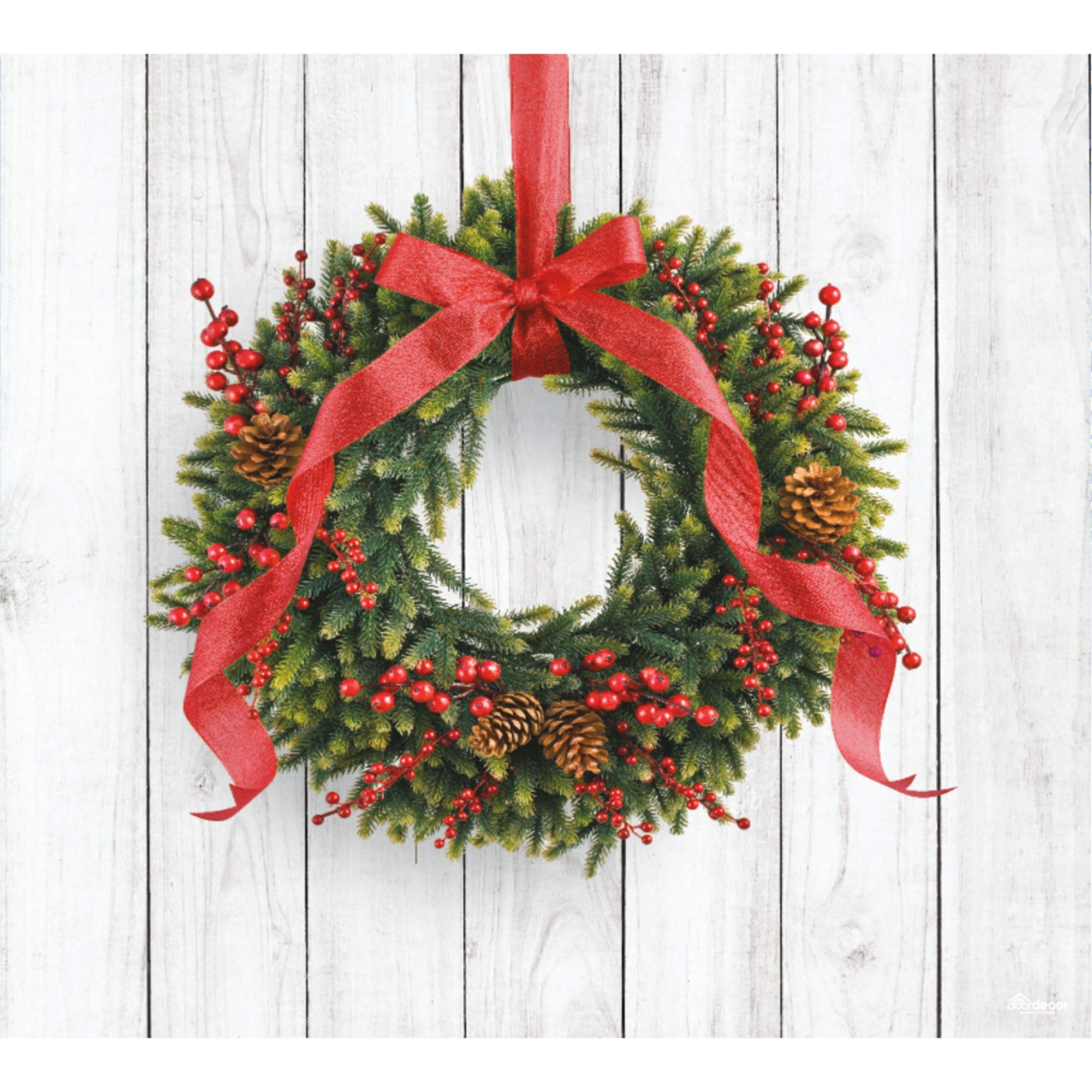 7' x 8' Charming Christmas Wreath Garage Door Banner - Designed to Move with Door | Heartwarming Holiday Single Garage Door Decoration