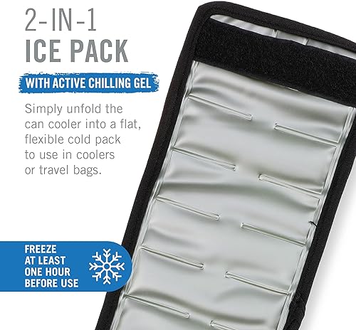 Miniatura 3 de HOST Insta-Chill - Enfriador de latas de gel y bolsa de hielo congelable flexible para latas regulares de 12 onzas, color negro