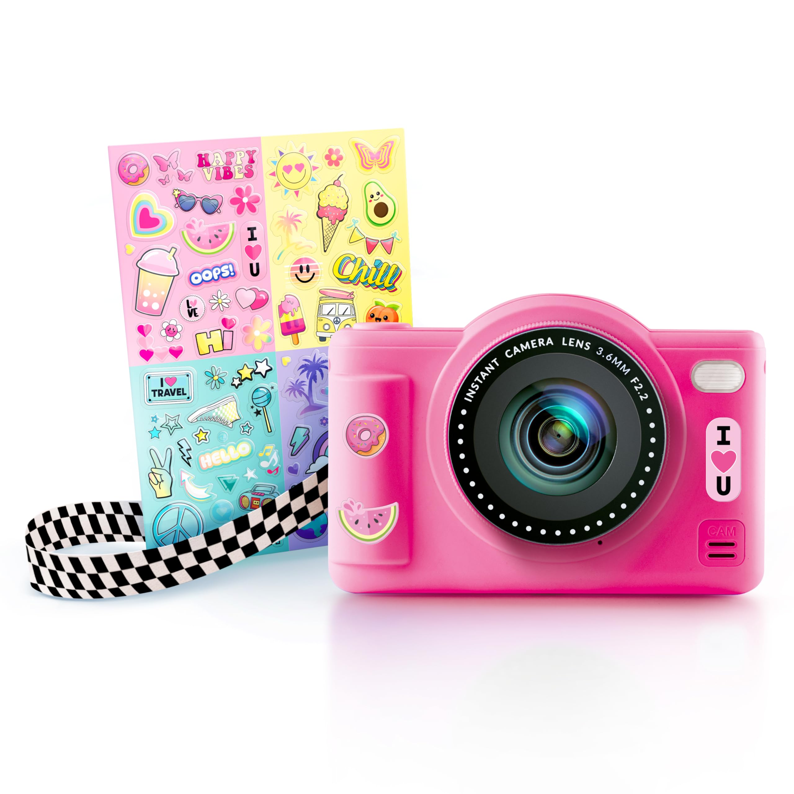 Canal Toys - Cámara Digital Infantil de Doble Lente (Mini cámara compacta Rosa con Modo Selfie para 8 años – 32 megaPixeles, Pantalla LCD, 20 Marcos y 5 filtros, Tarjeta SD de 4 GB incluida