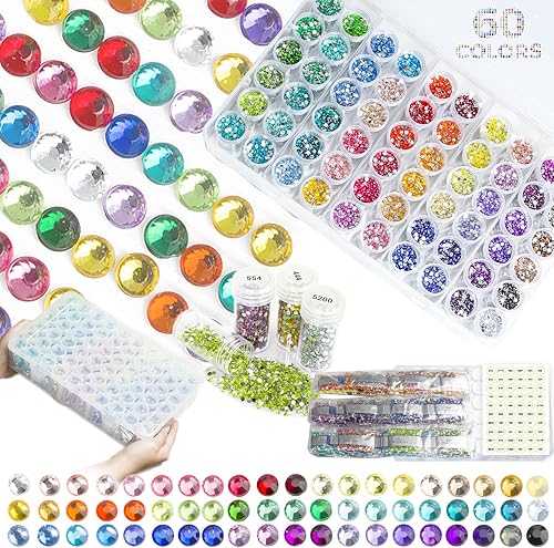Taladros de pintura de diamantes redondos de cristal, cuentas de pintura de diamantes de 60 colores con contenedores de almacenamiento para kits de disponible en Yaxa Costa Rica