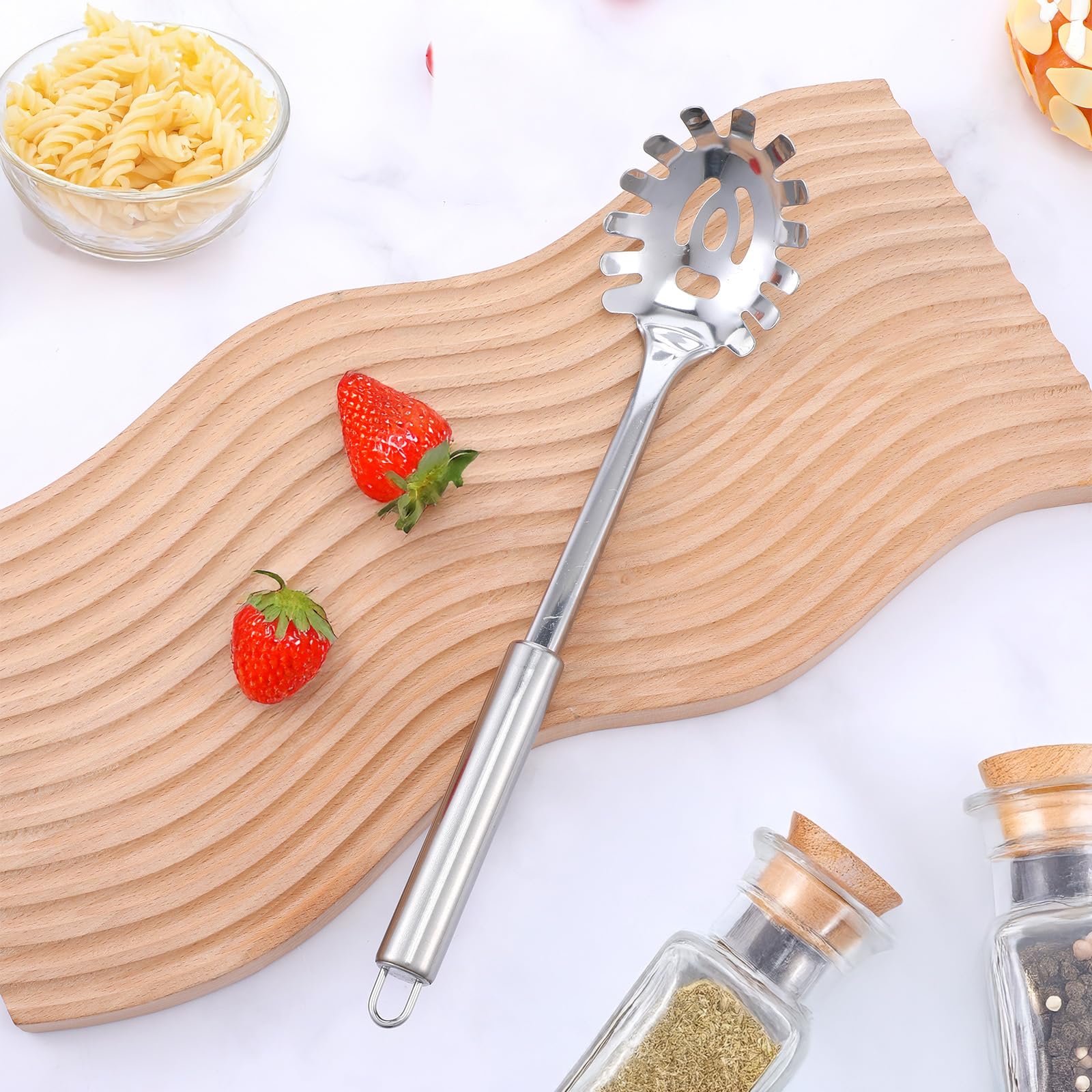 JIEYAO Cuchara de espagueti, cuchara profesional para pasta de acero inoxidable con mango ergonómico, cuchara para espaguetis, alicates para espaguetis, pinzas para espaguetis, pinzas para espaguetis,